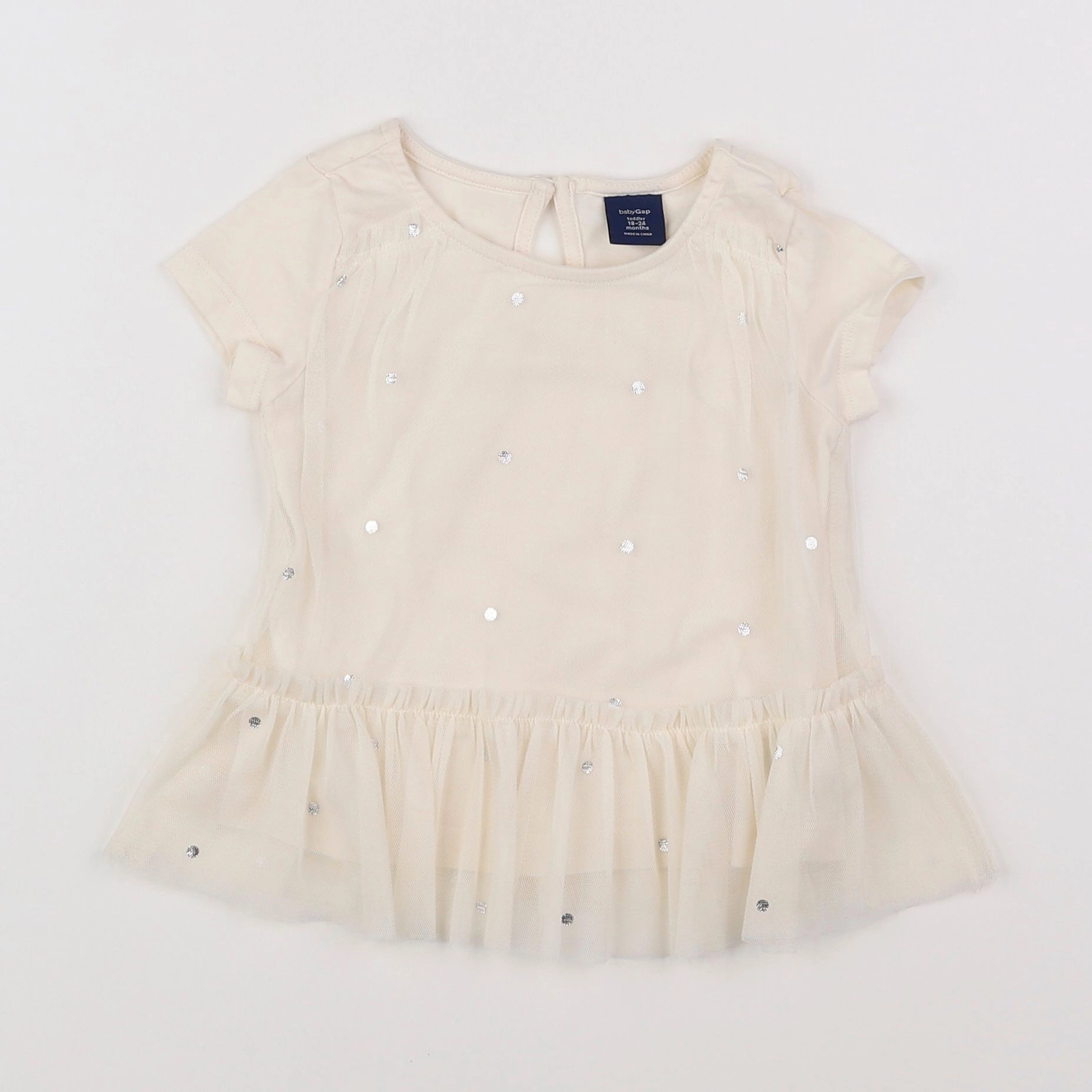 GAP - tee-shirt beige, argent - 18 mois à 2 ans