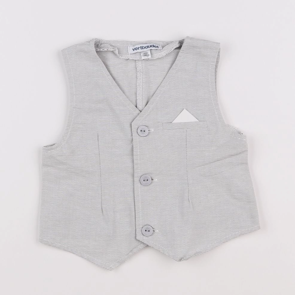 Vertbaudet - gilet blanc, gris - 12 mois