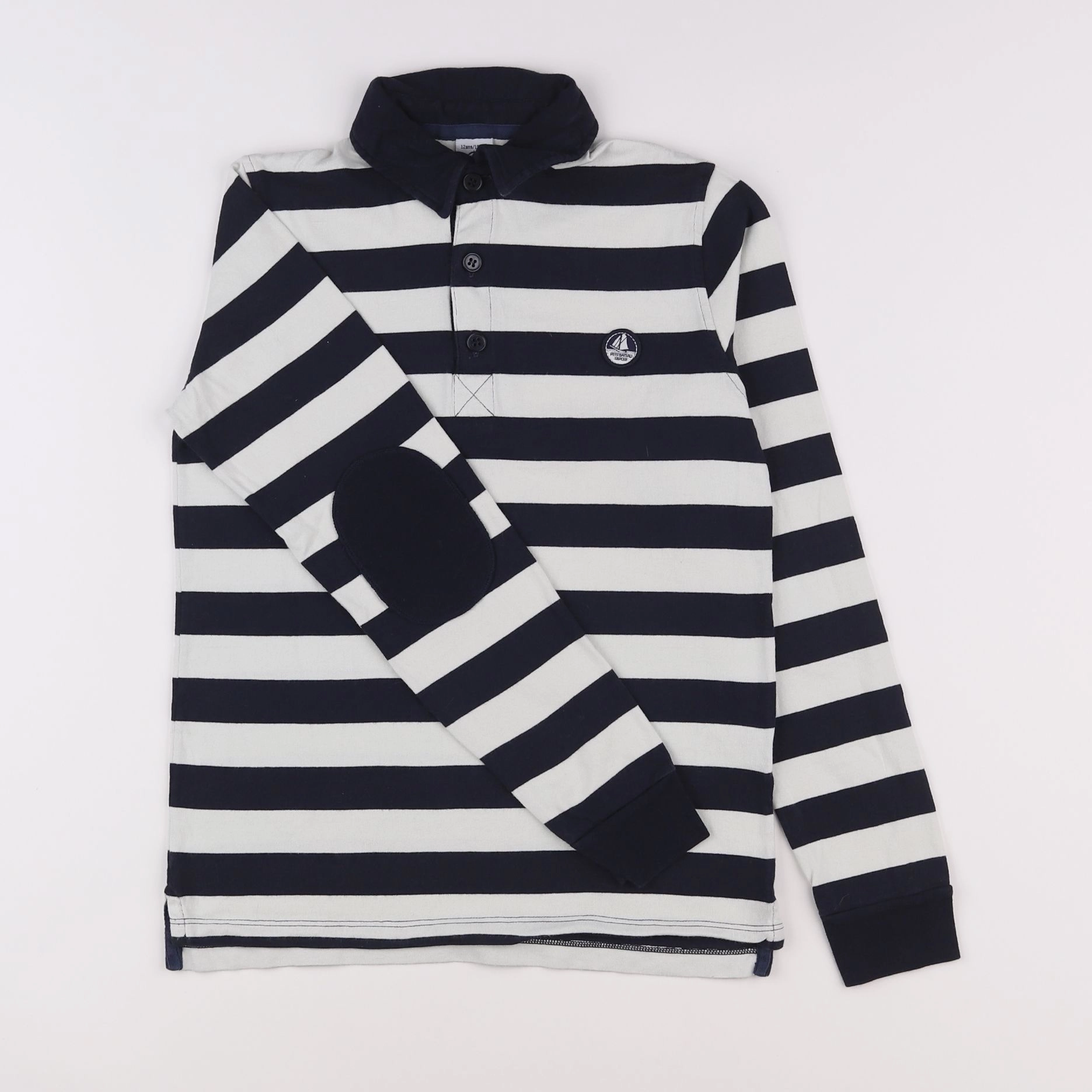 Petit Bateau - polo blanc, bleu - 12 ans