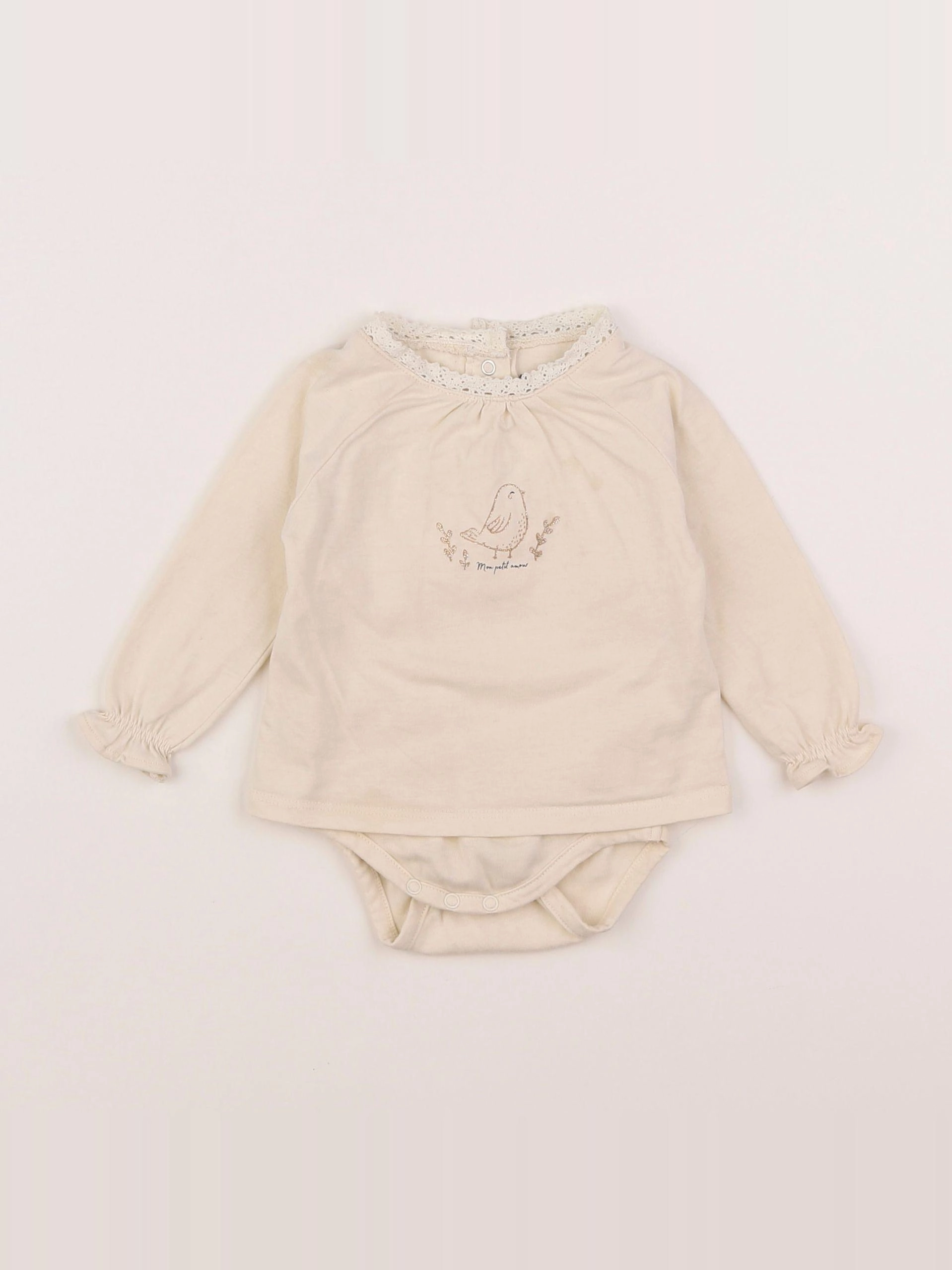 Vertbaudet - body tee-shirt beige - 3 mois
