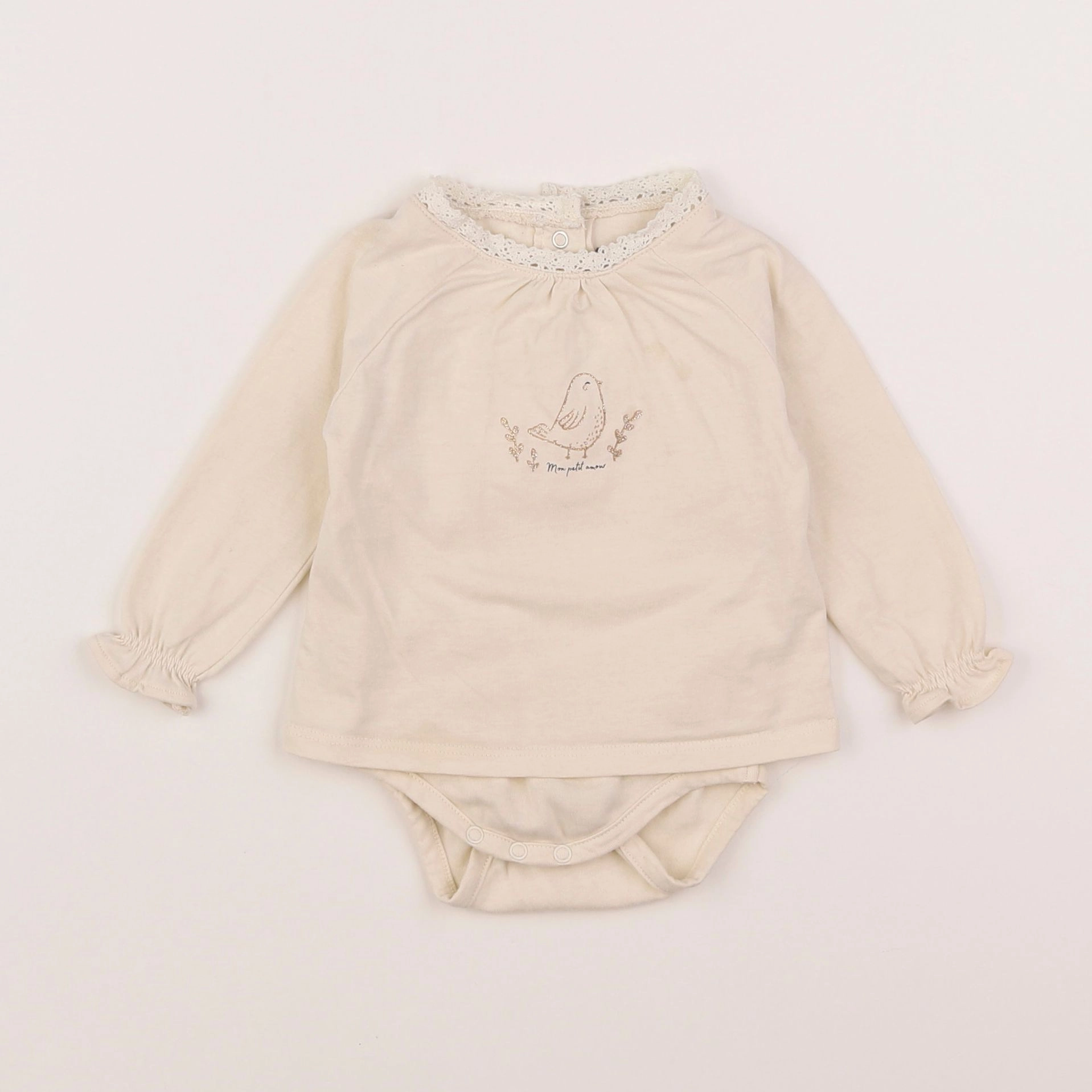 Vertbaudet - body tee-shirt beige - 3 mois