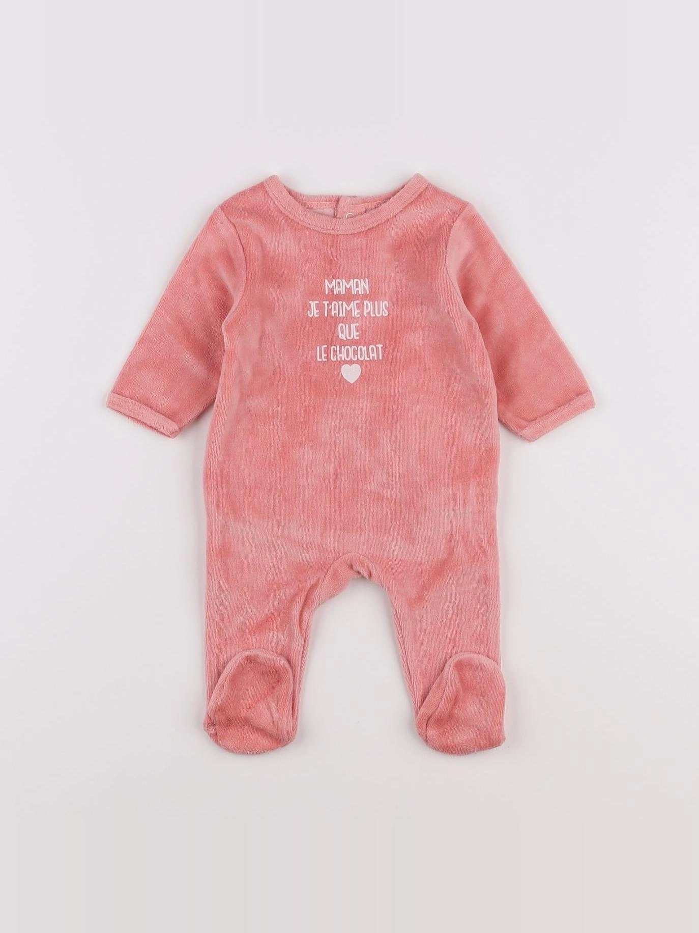 Vertbaudet - pyjama velours rose - 1 mois