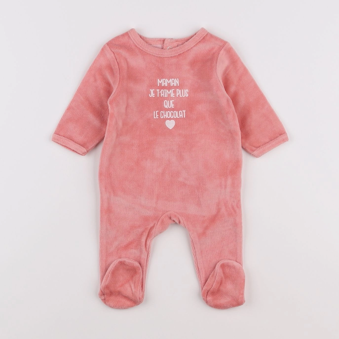 Vertbaudet - pyjama velours rose - 1 mois