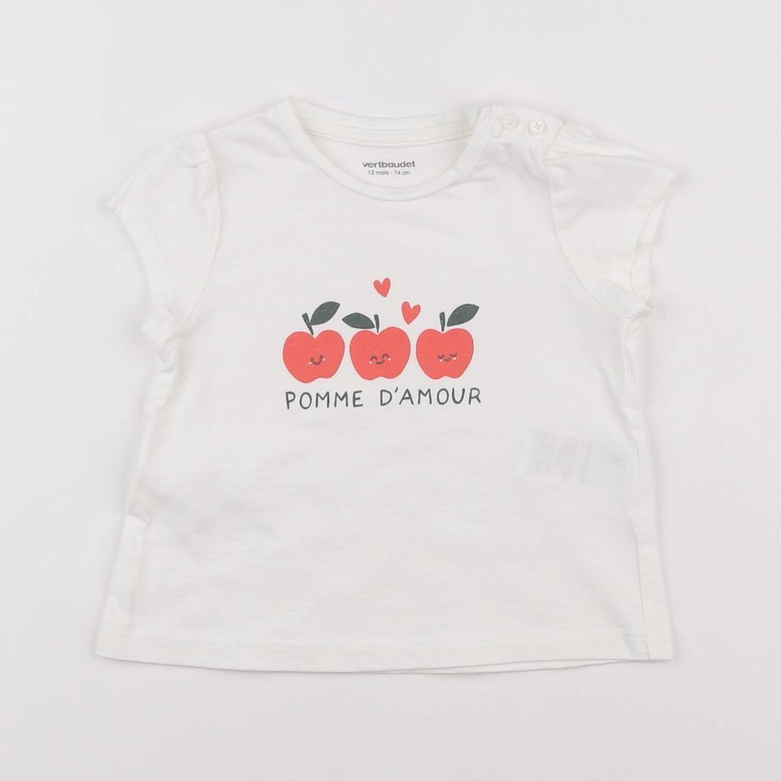 Vertbaudet - tee-shirt blanc - 12 mois