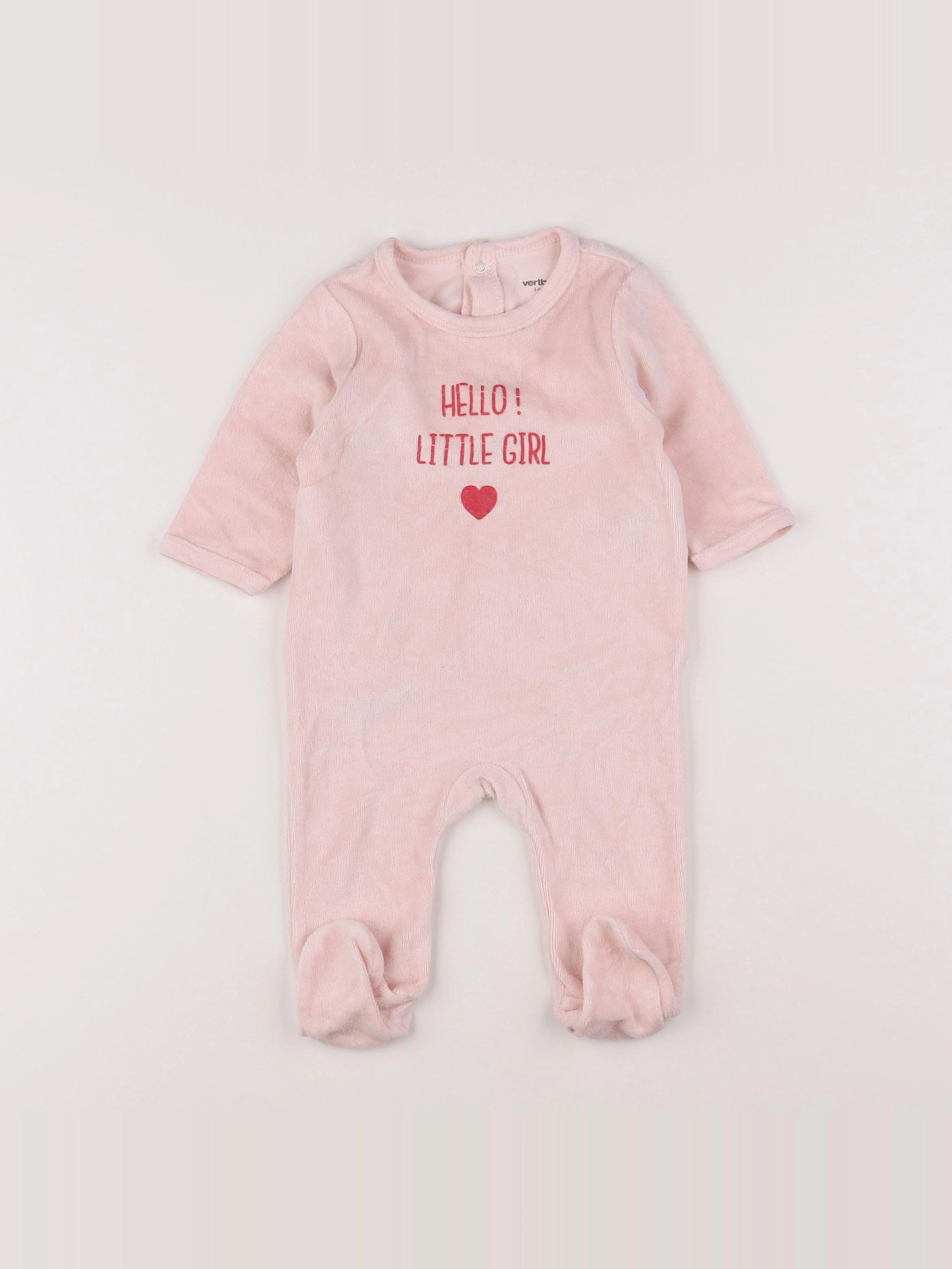 Vertbaudet - pyjama velours rose - 3 mois