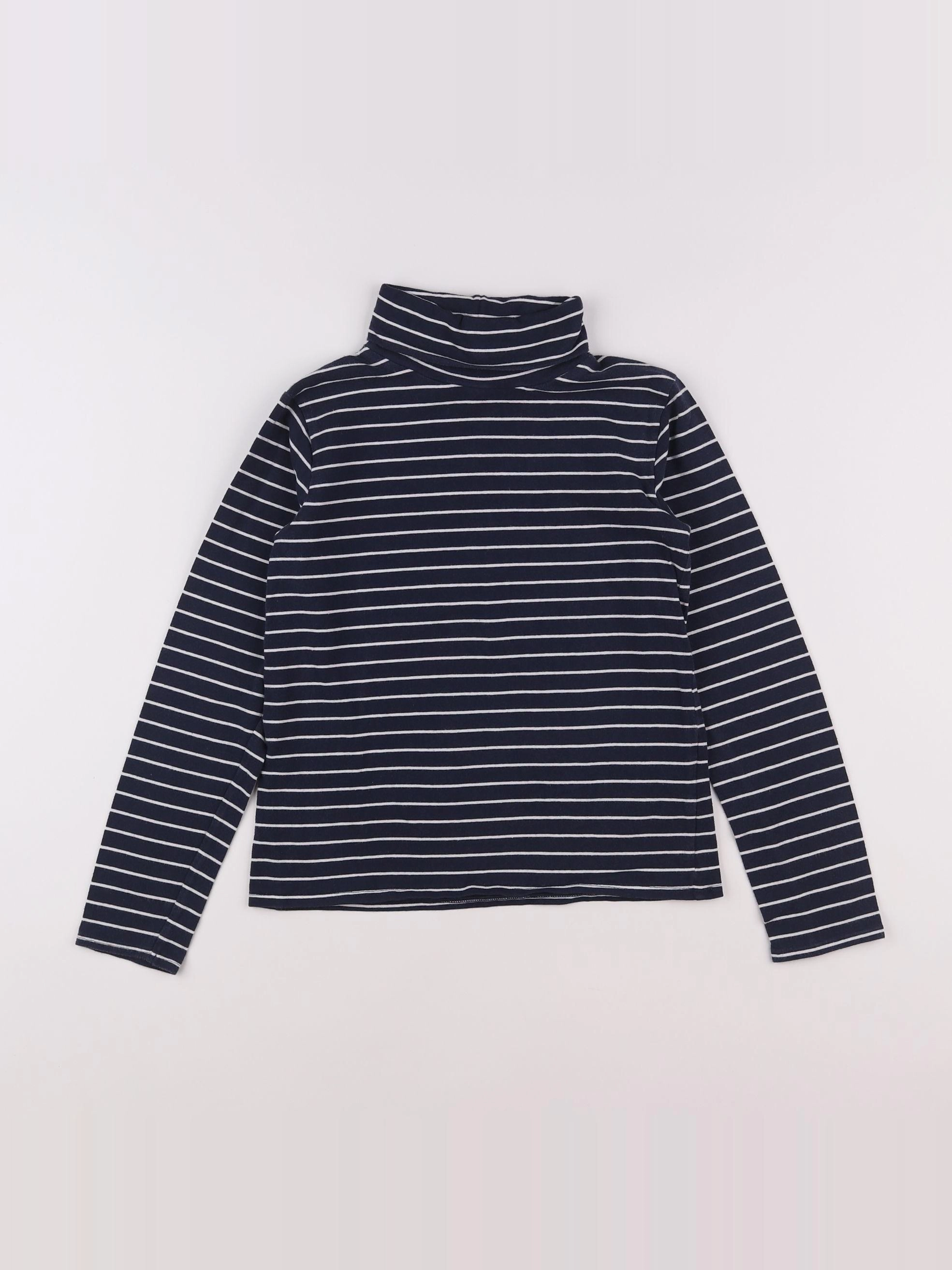 Vertbaudet - sous-pull bleu, blanc - 10 ans