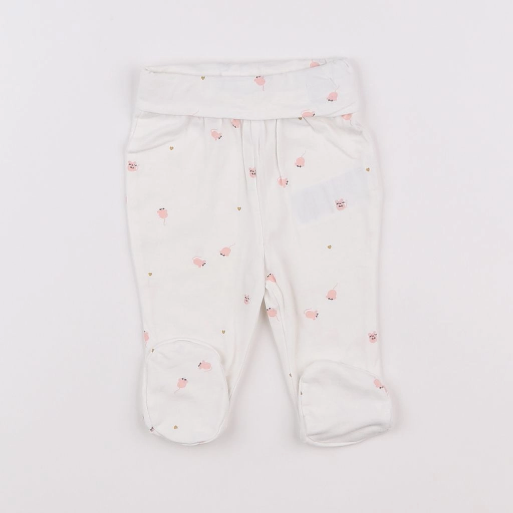 Vertbaudet - legging blanc, rose - 1 mois