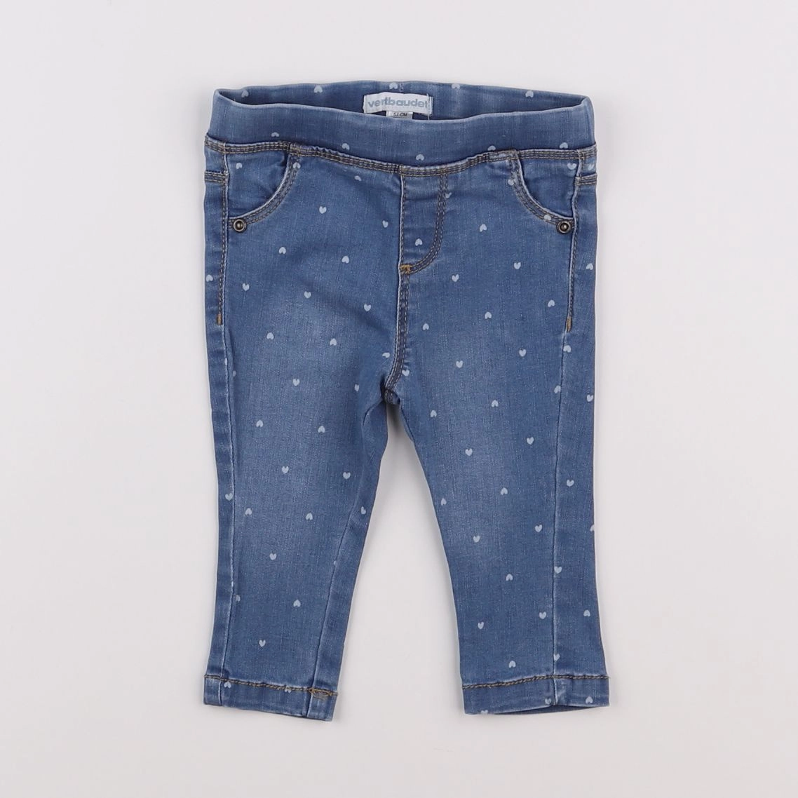 Vertbaudet - jegging bleu - 6 mois