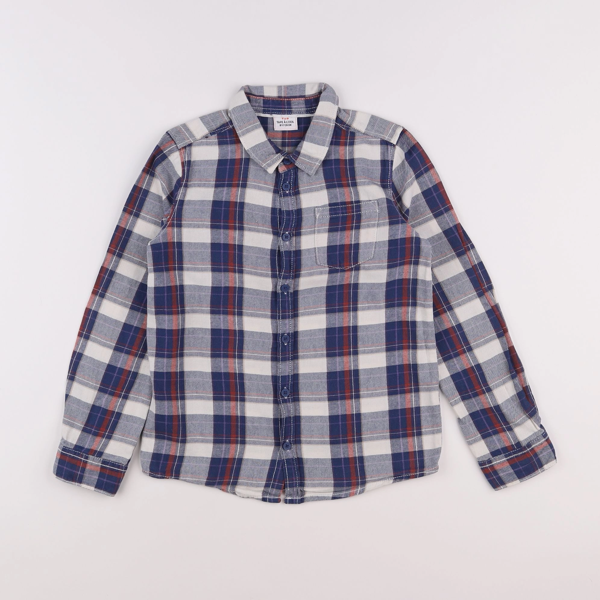Tape à l'oeil - chemise bleu, blanc - 8 ans