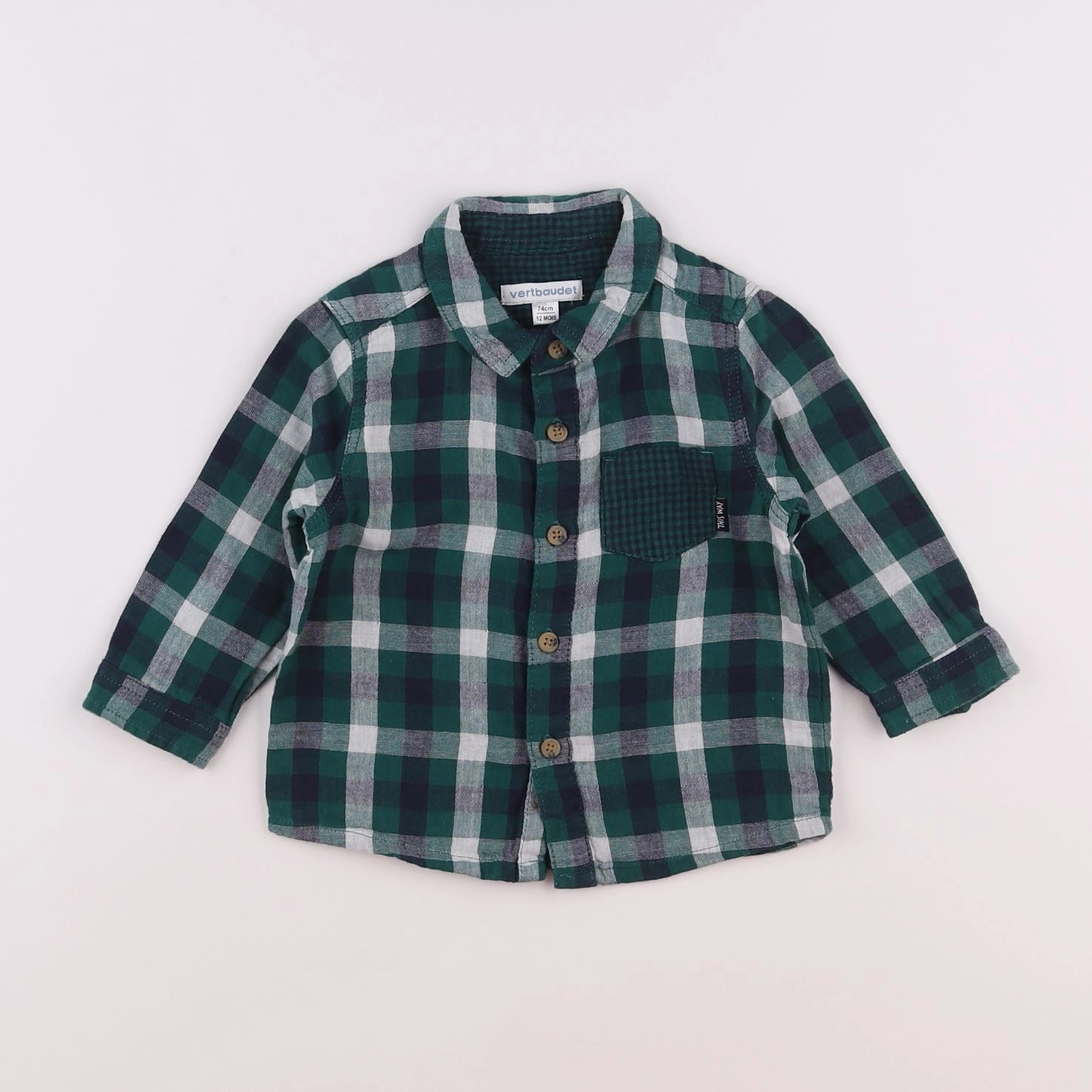 Vertbaudet - chemise vert - 12 mois