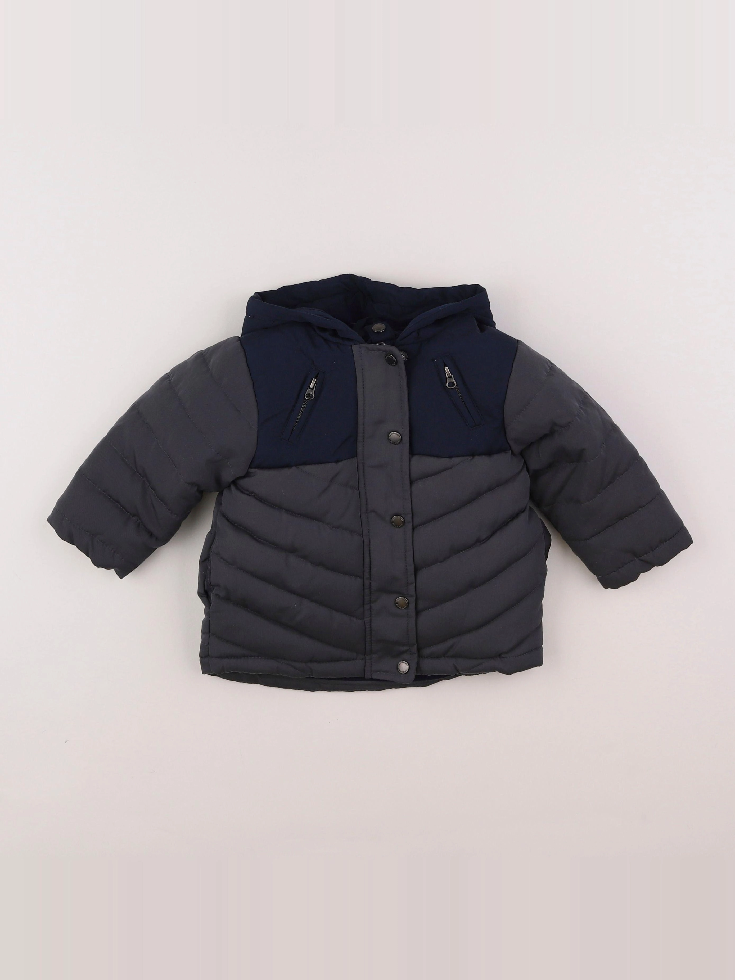 Vertbaudet - parka gris, bleu - 12 mois