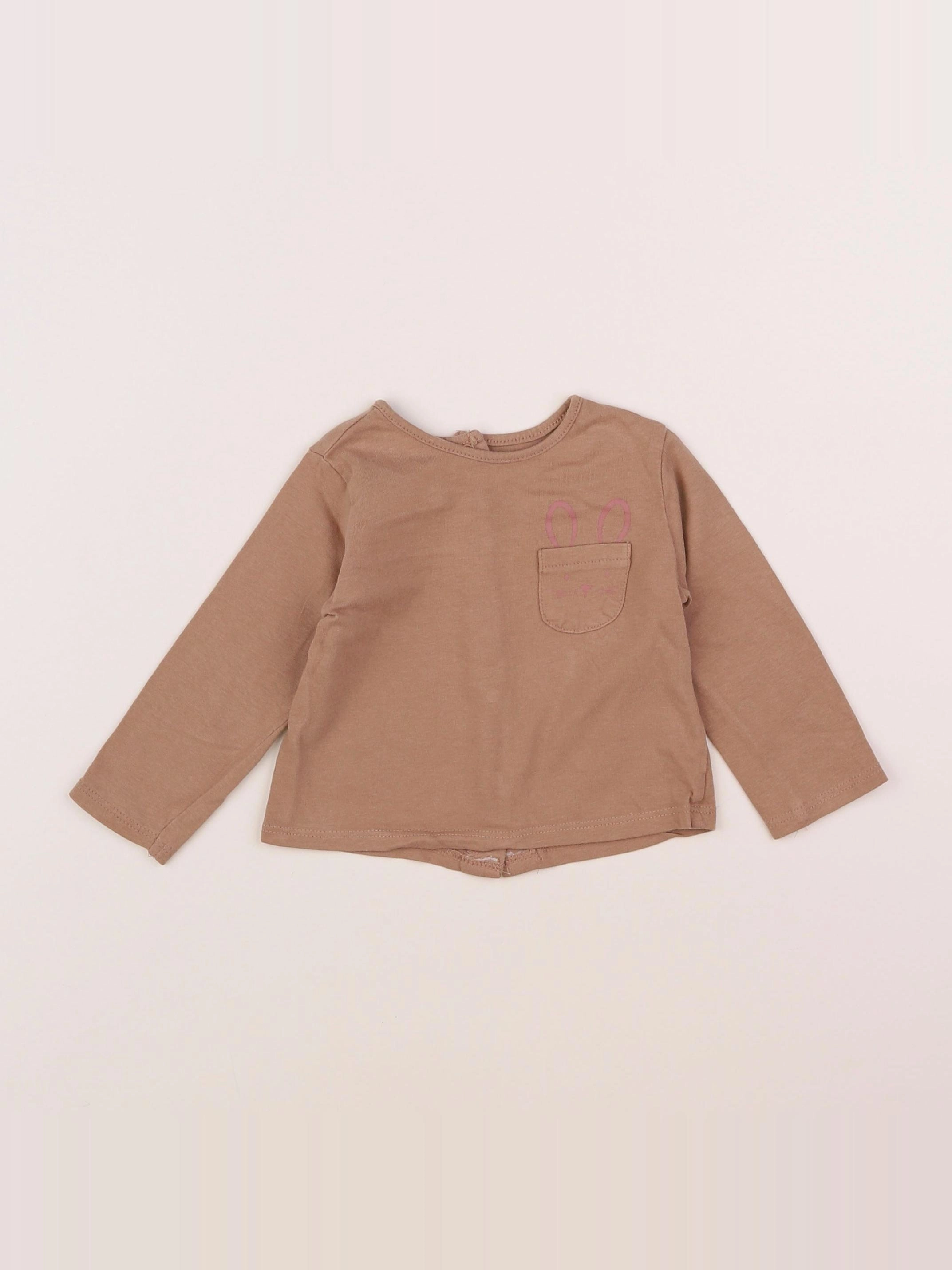Vertbaudet - tee-shirt marron - 6 mois