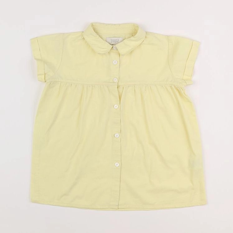 Bonnet à Pompon - blouse jaune - 6 ans