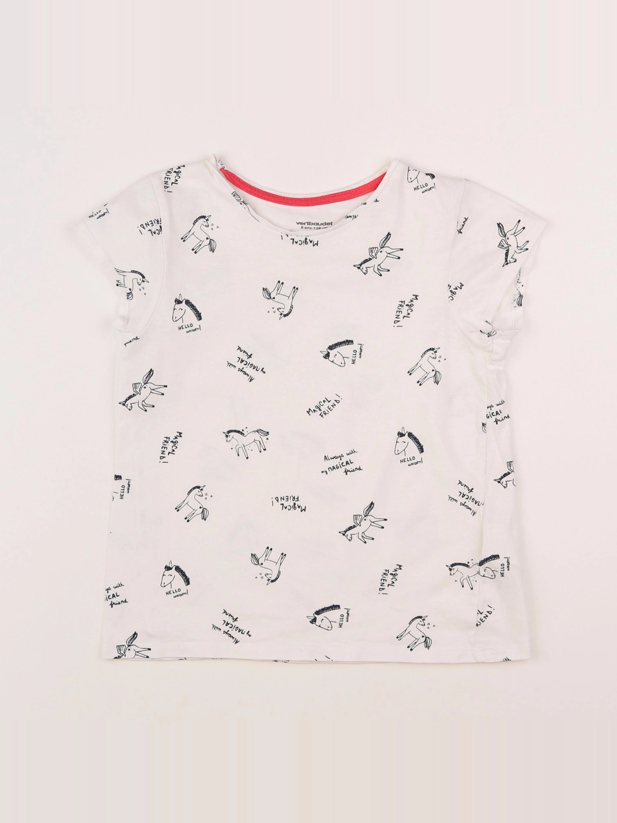 Vertbaudet - tee-shirt blanc - 8 ans