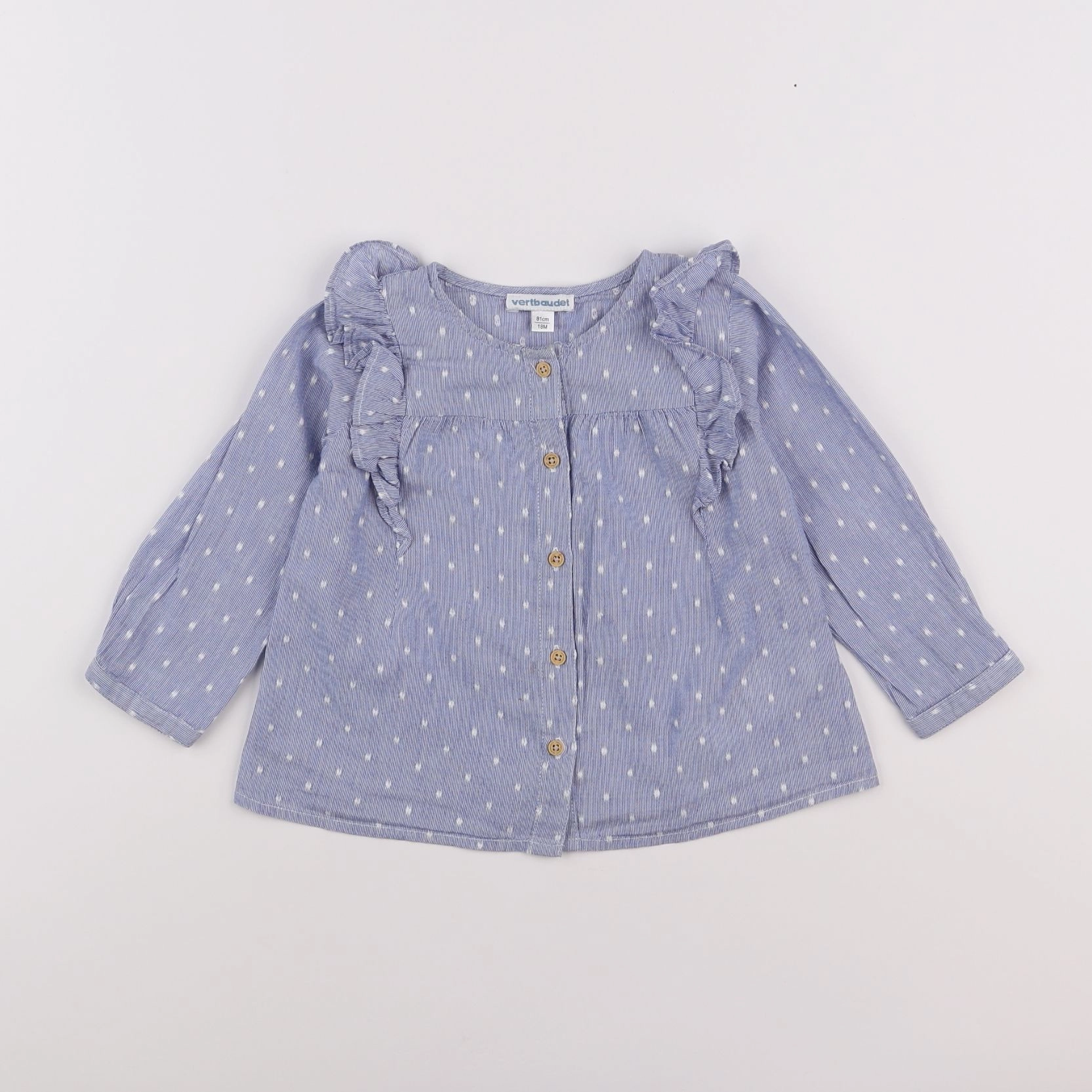 Vertbaudet - blouse blanc, bleu - 18 mois
