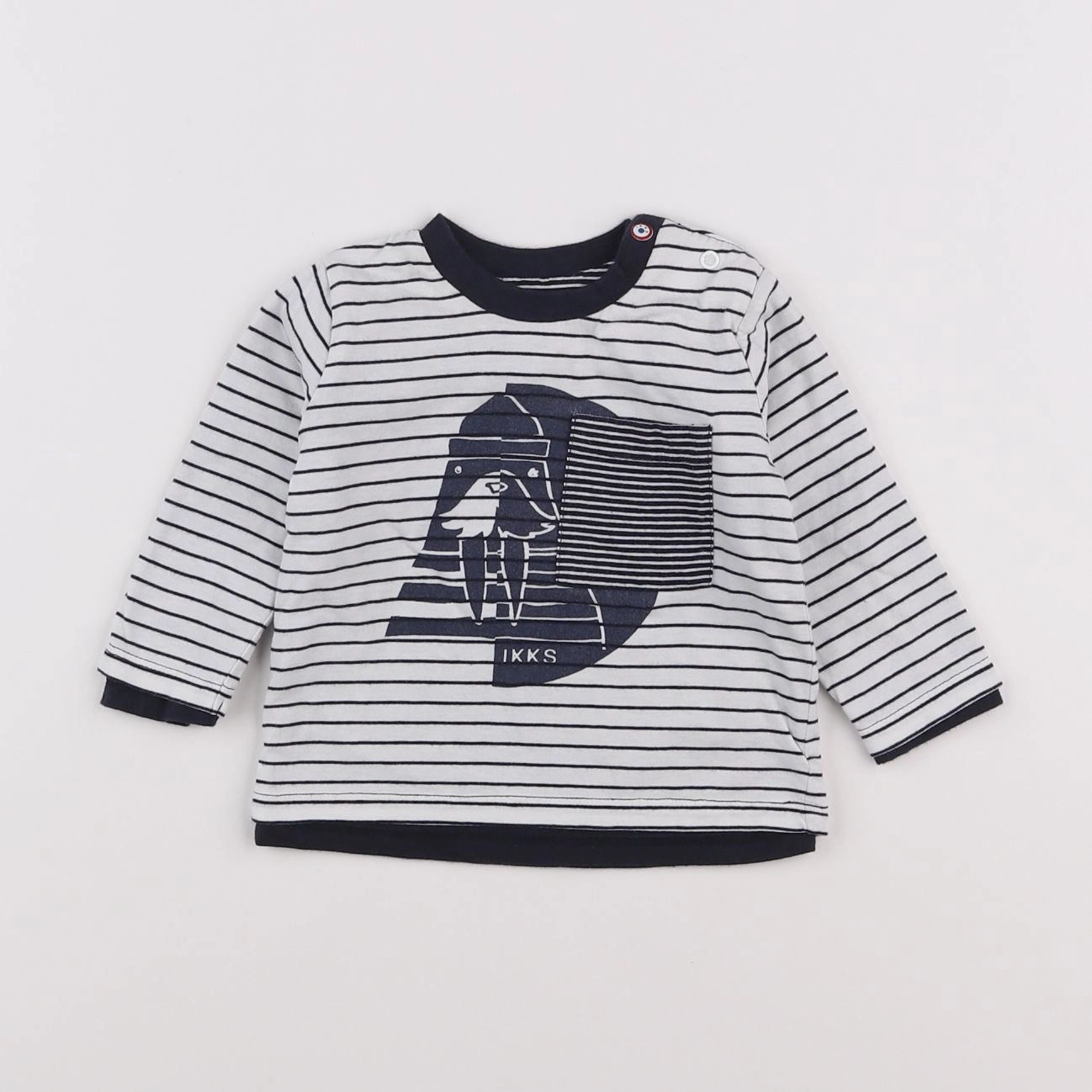 IKKS - tee-shirt blanc, bleu - 6 mois