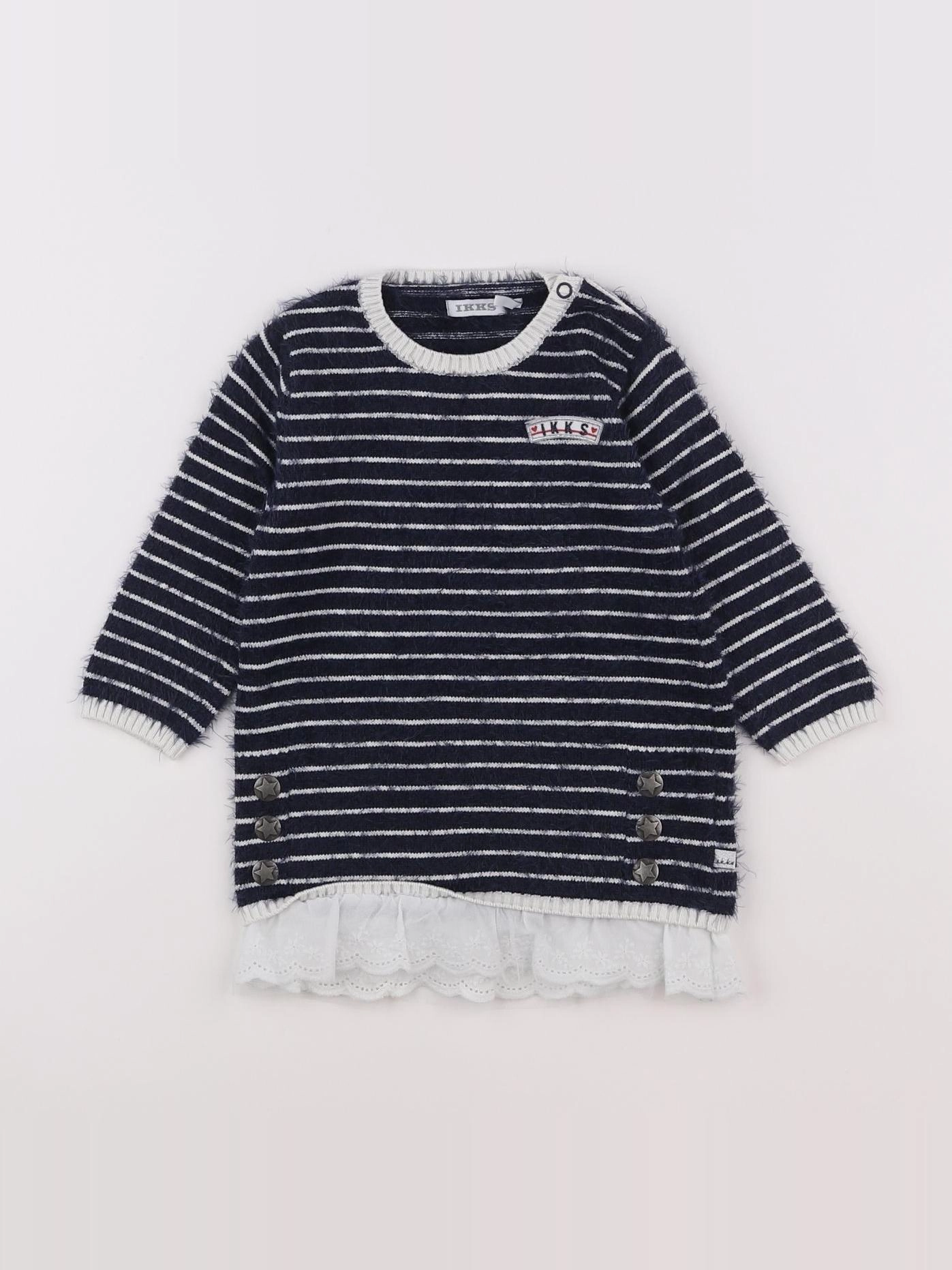 IKKS - robe bleu, blanc - 12 mois