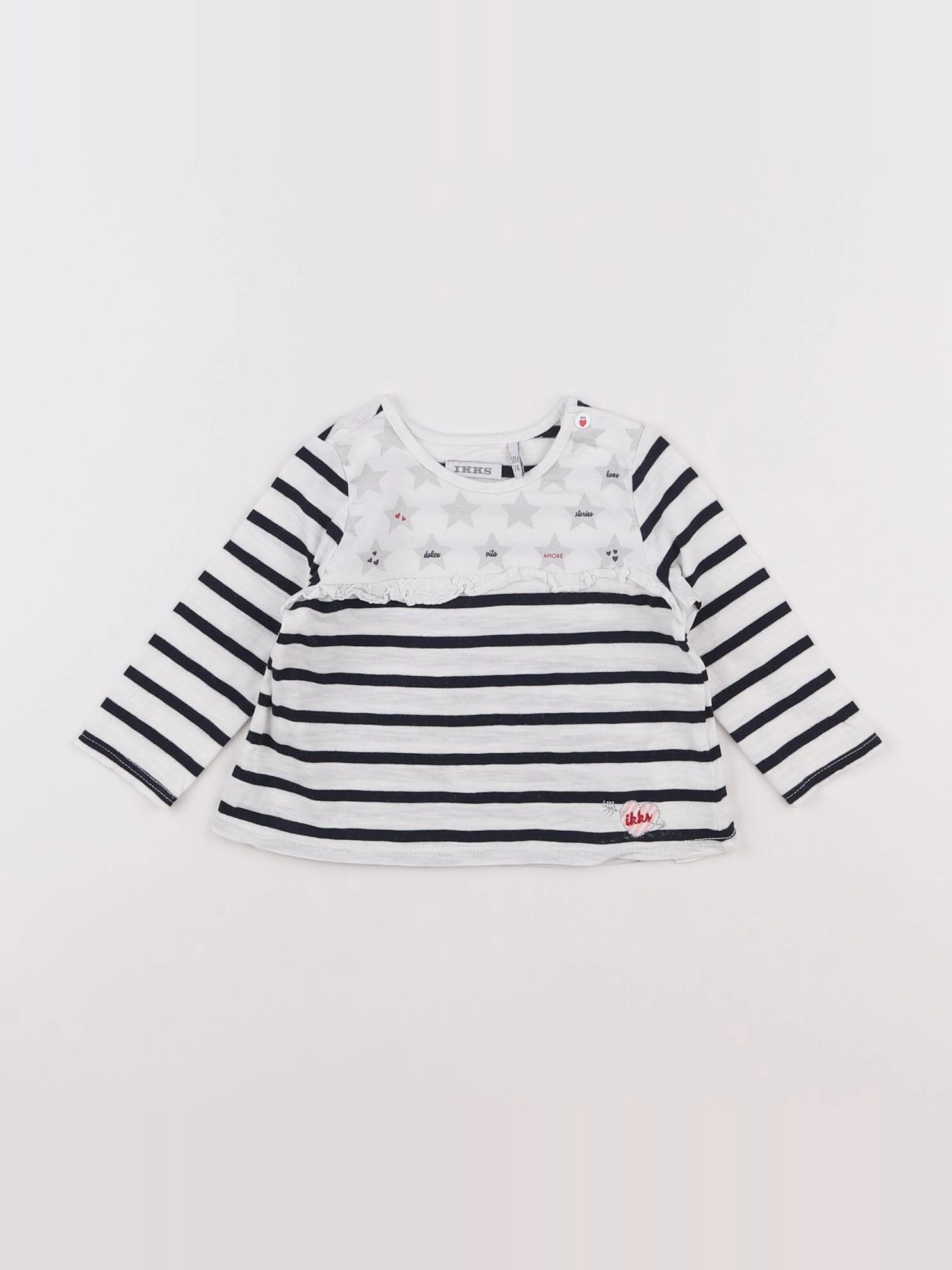 IKKS - tee-shirt bleu, blanc - 12 mois