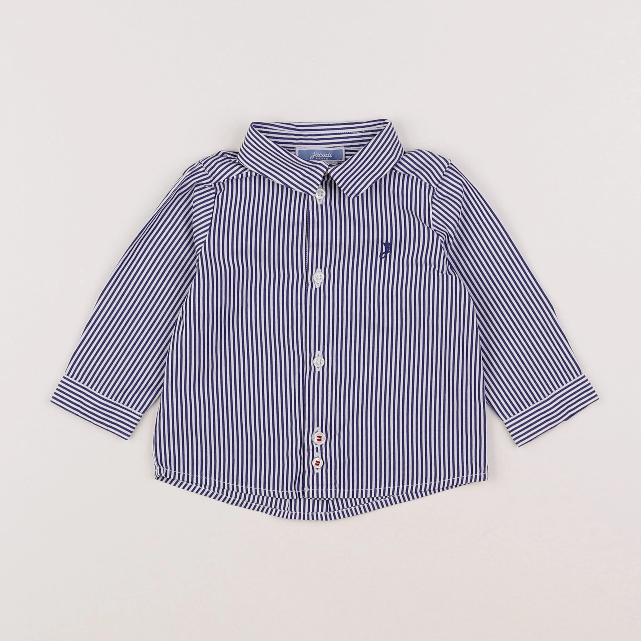 Jacadi - chemise blanc, bleu - 6 mois