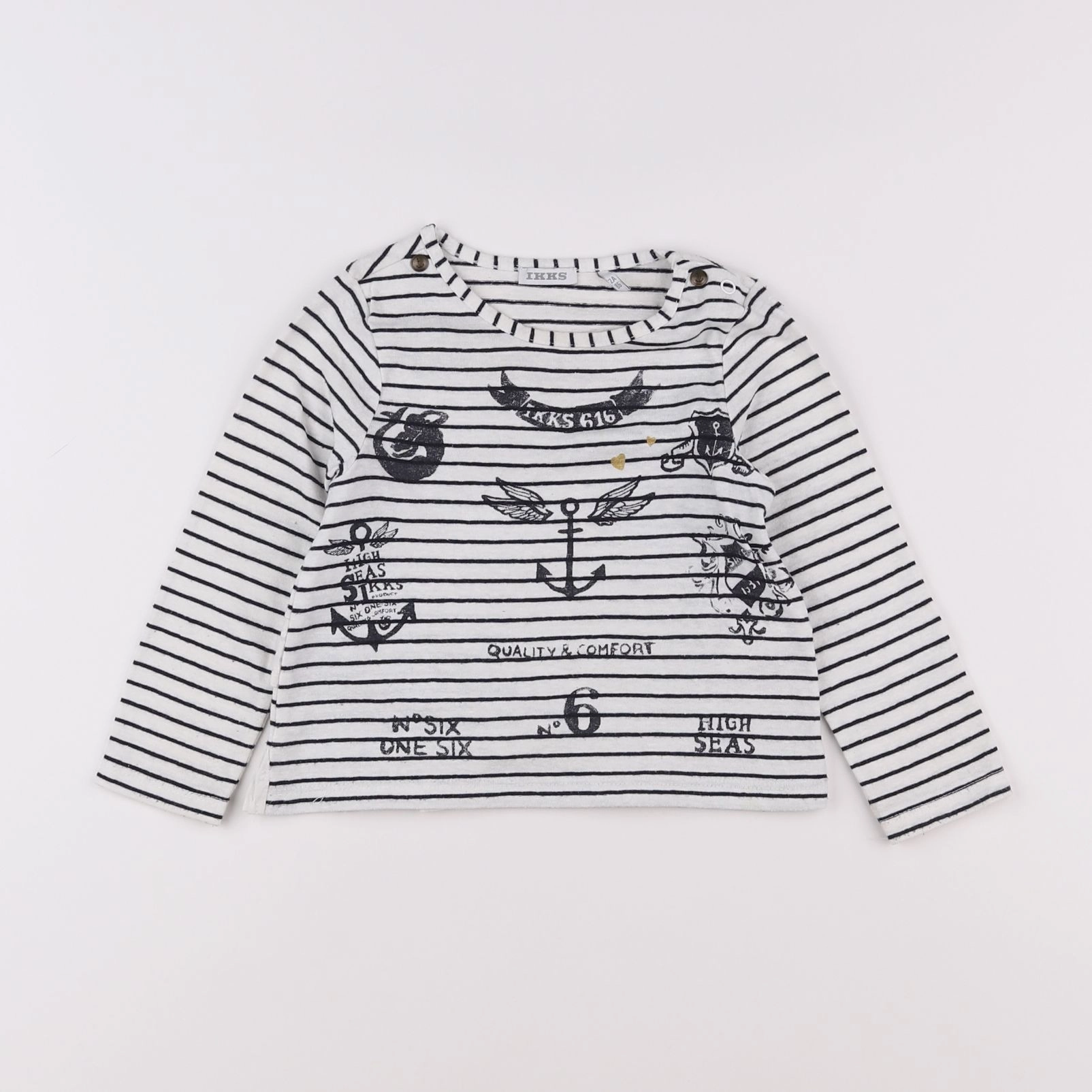 IKKS - tee-shirt blanc, bleu - 2 ans
