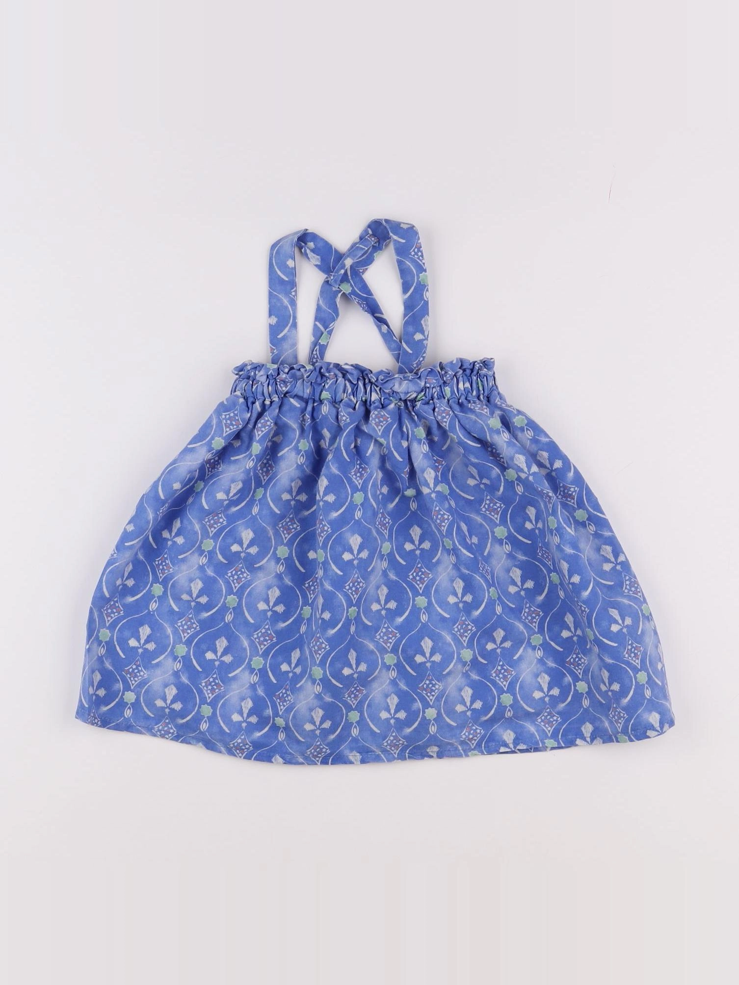 Bonnet à Pompon - blouse bleu - 4 ans