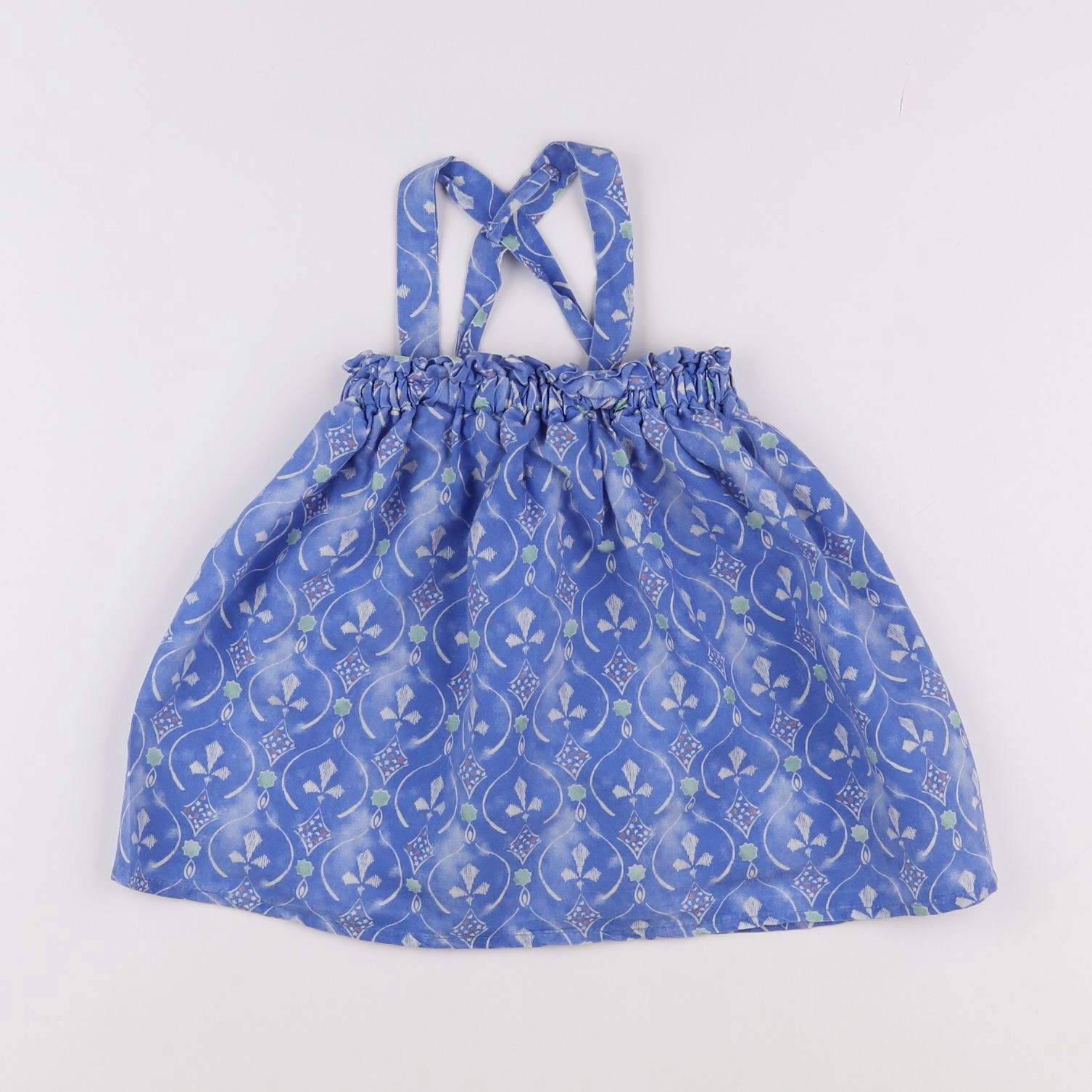 Bonnet à Pompon - blouse bleu - 4 ans