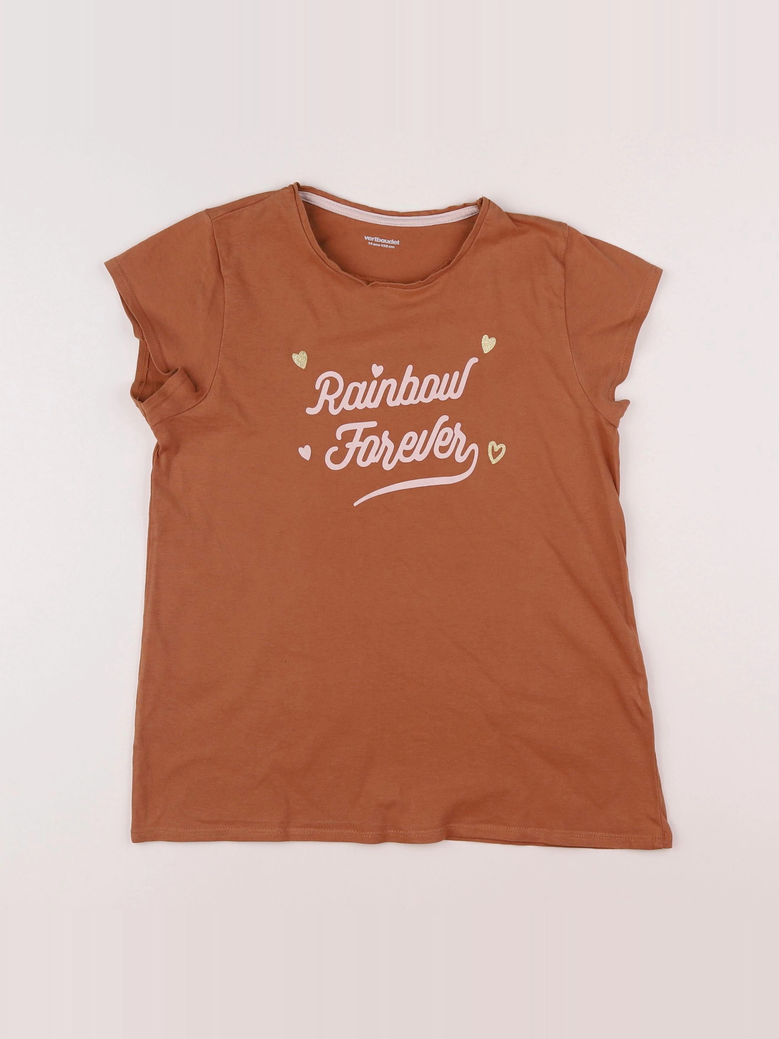 Vertbaudet - tee-shirt marron - 14 ans