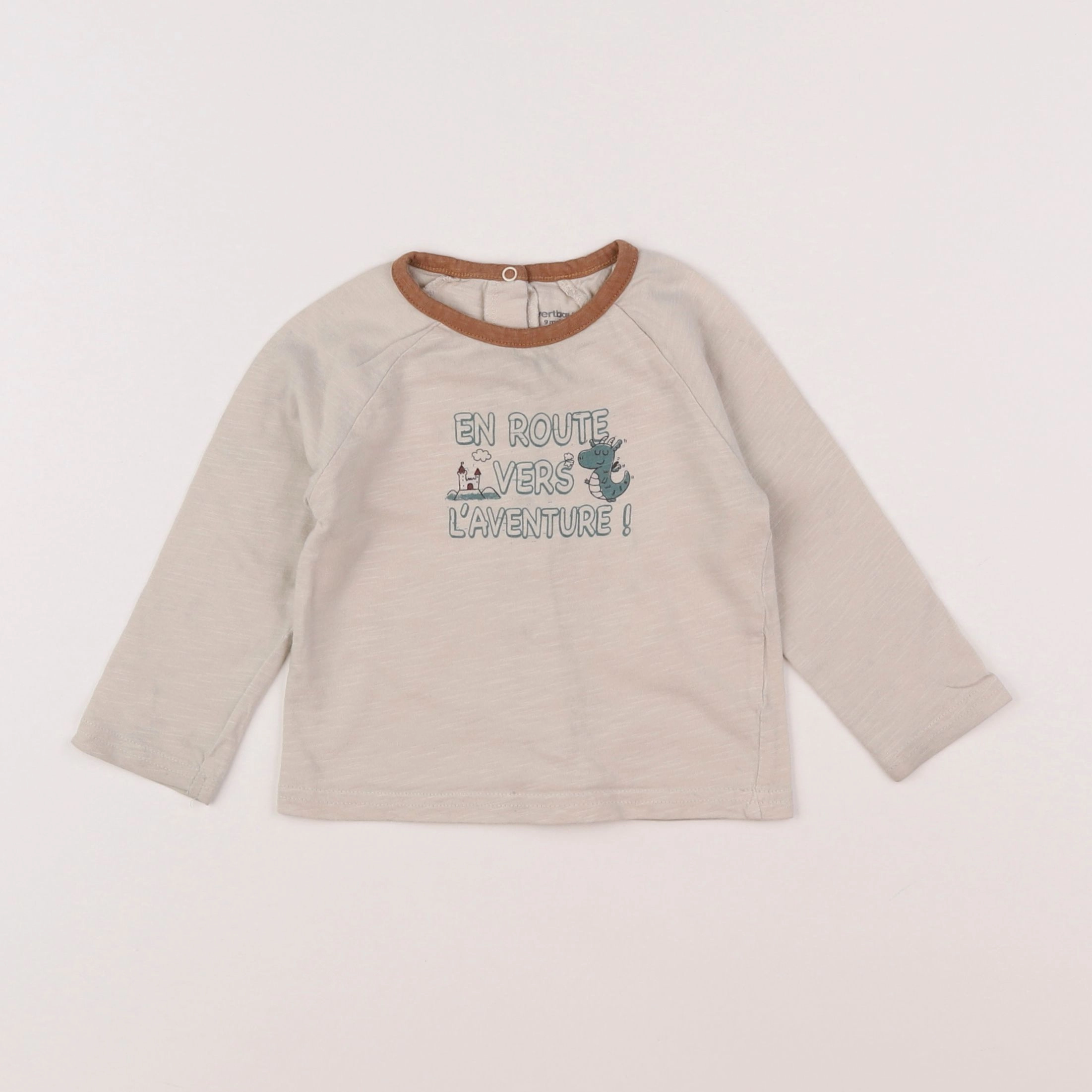 Vertbaudet - tee-shirt beige - 9 mois