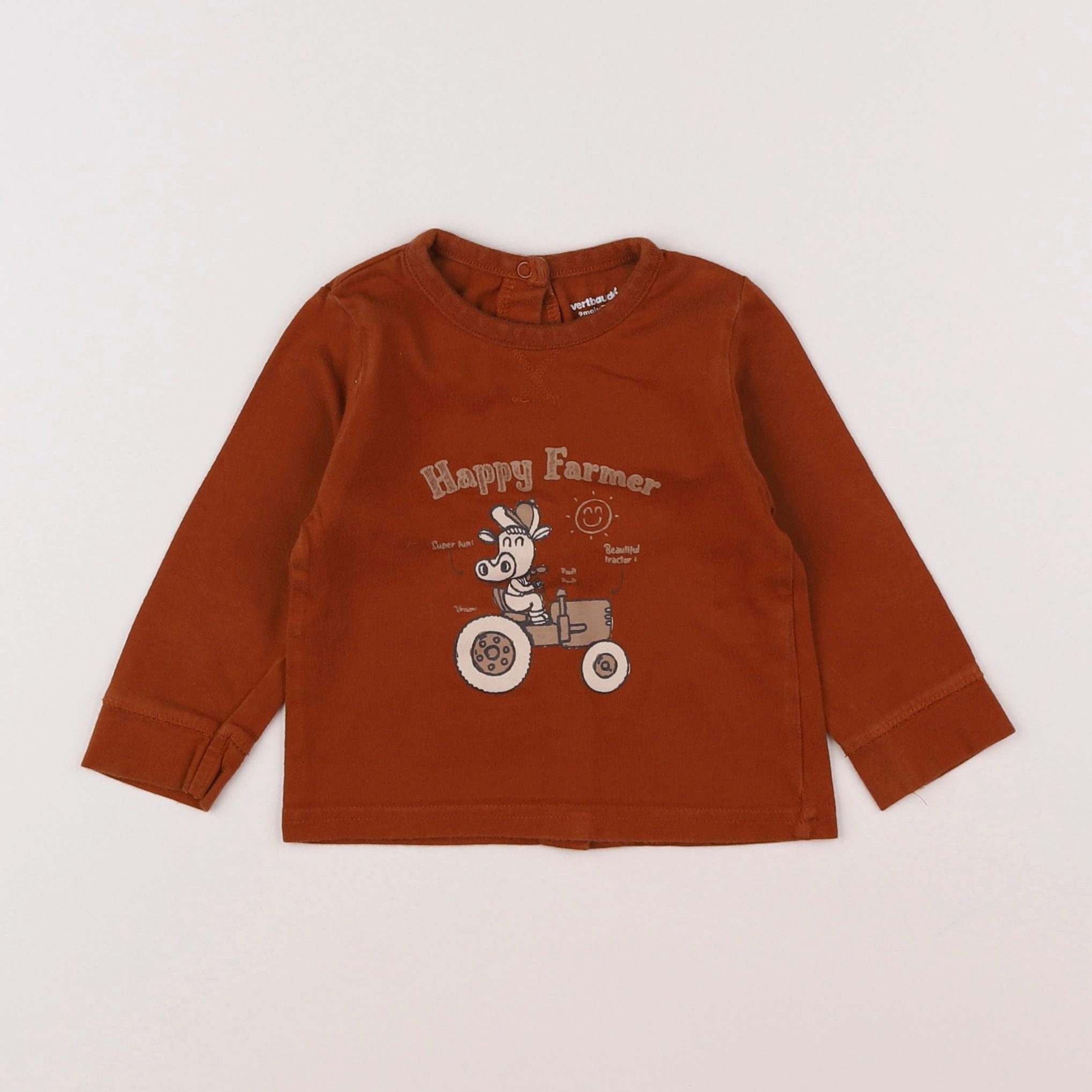 Vertbaudet - tee-shirt marron - 9 mois