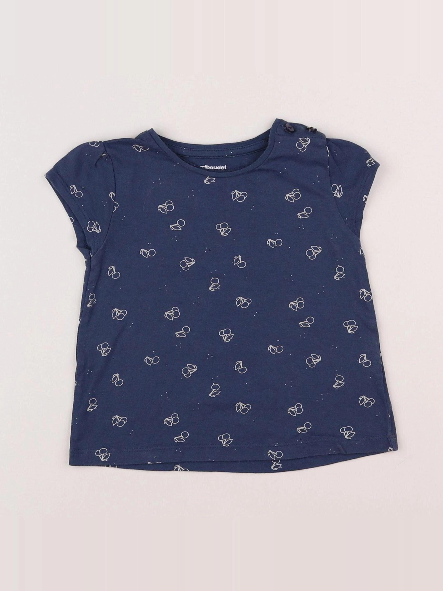 Vertbaudet - tee-shirt bleu, blanc - 12 mois