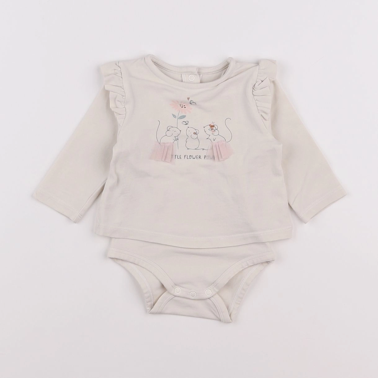 Vertbaudet - body tee-shirt beige - 3 mois