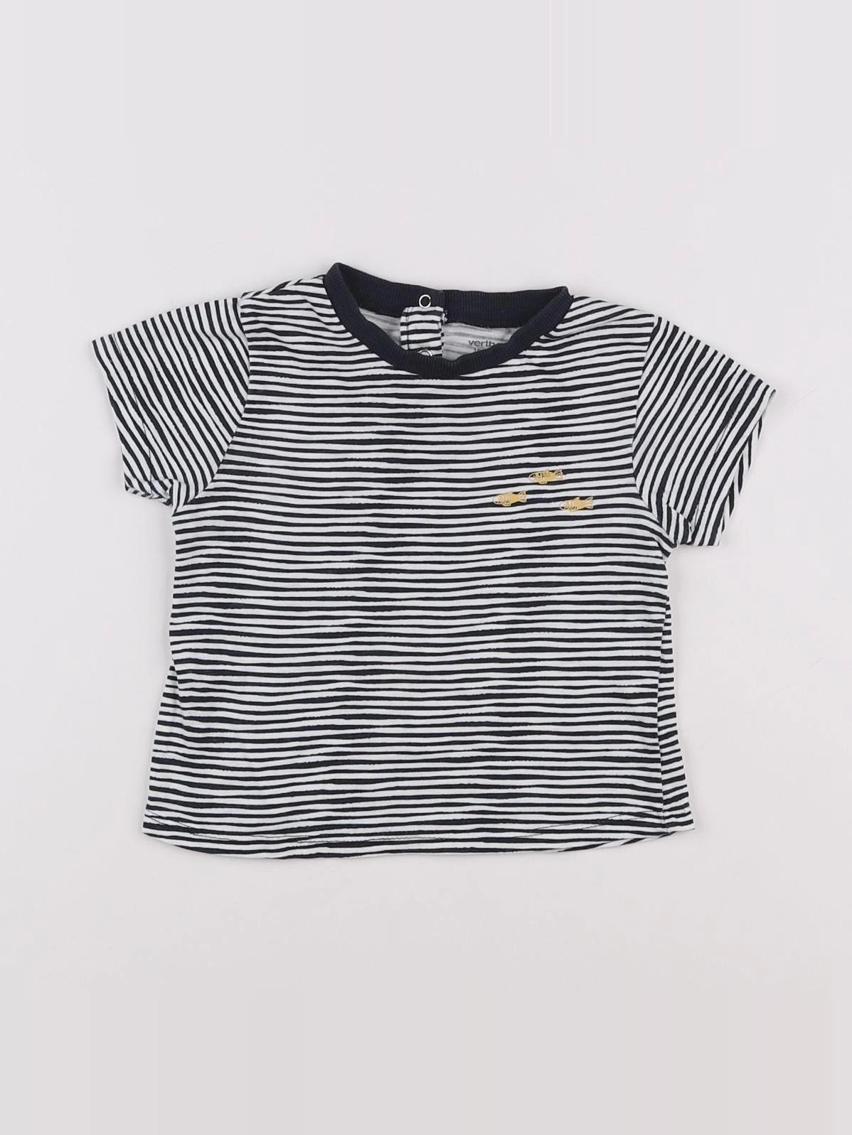 Vertbaudet - tee-shirt bleu, blanc - 18 mois