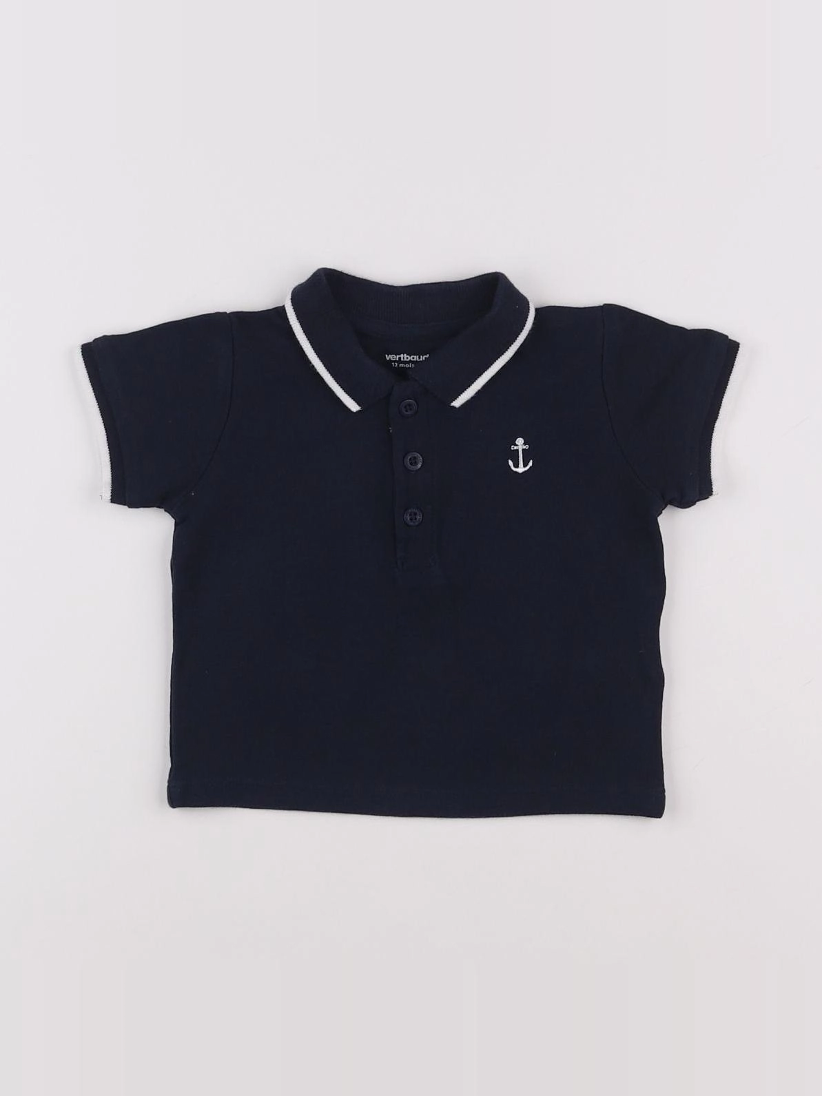 Vertbaudet - polo bleu - 12 mois