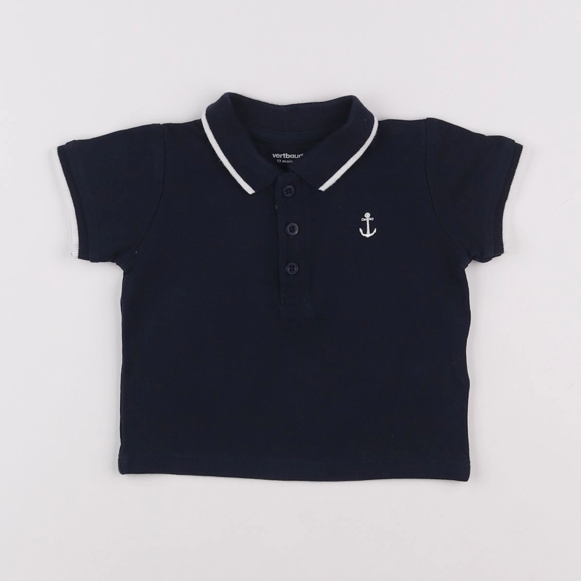 Vertbaudet - polo bleu - 12 mois