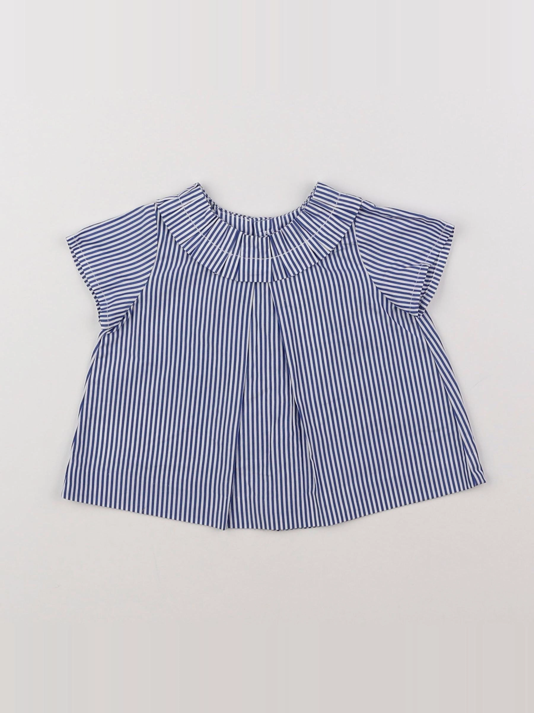 Jacadi - blouse bleu, blanc - 6 mois