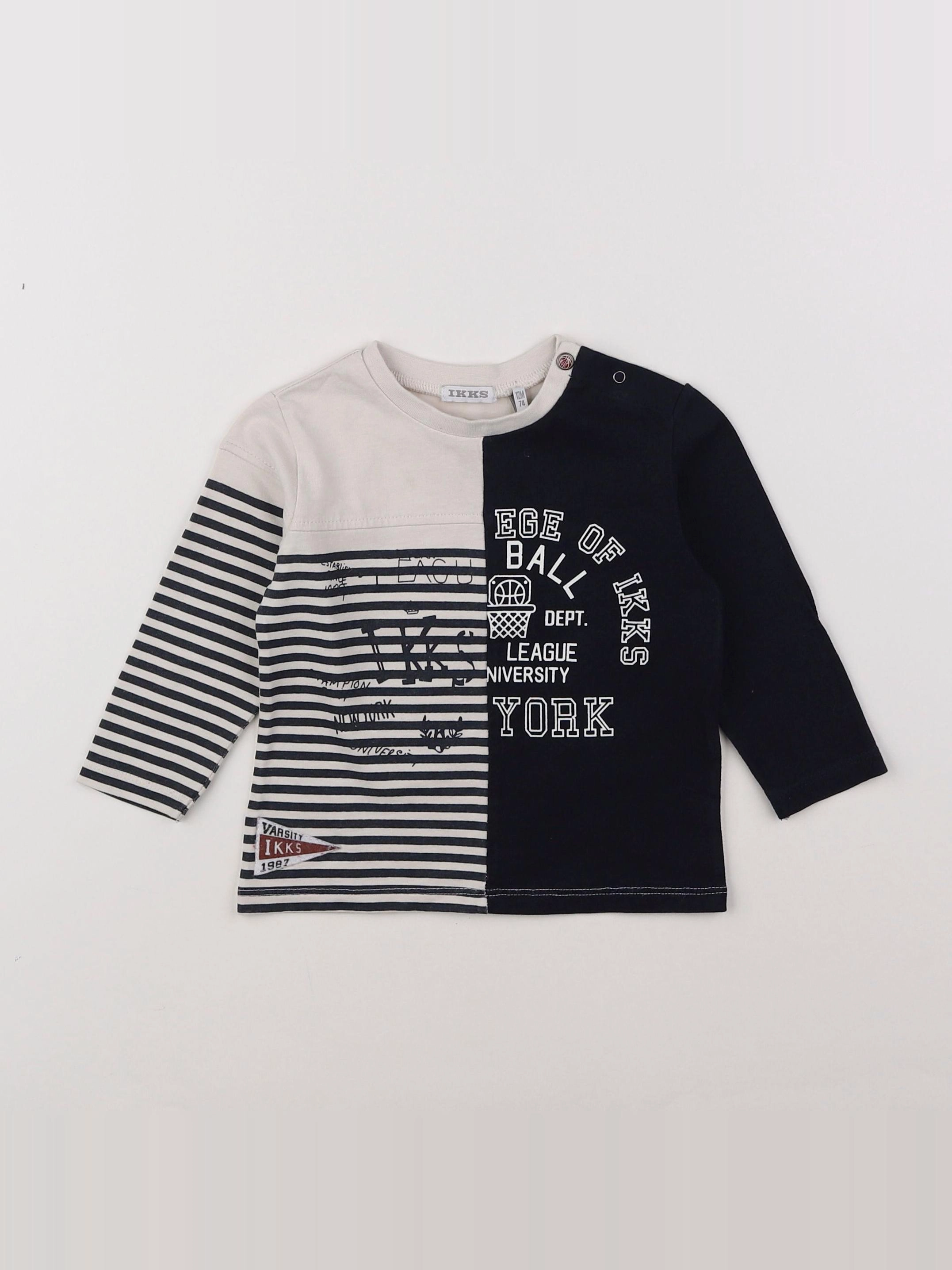 IKKS - tee-shirt beige, bleu - 12 mois