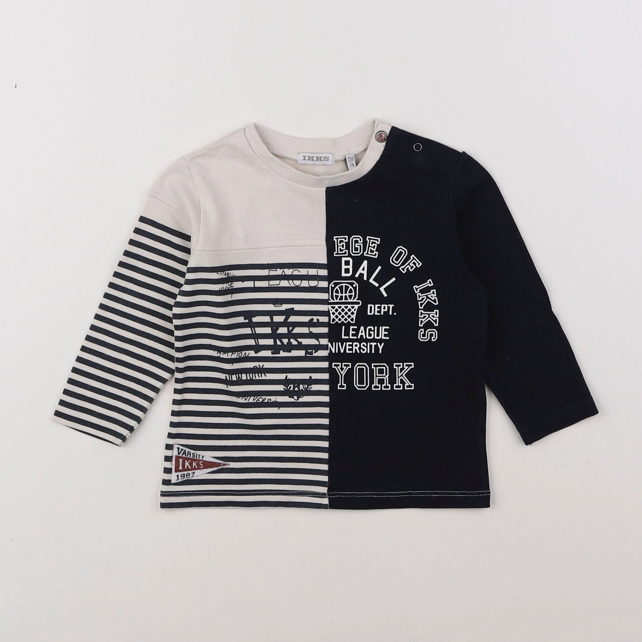 IKKS - tee-shirt beige, bleu - 12 mois