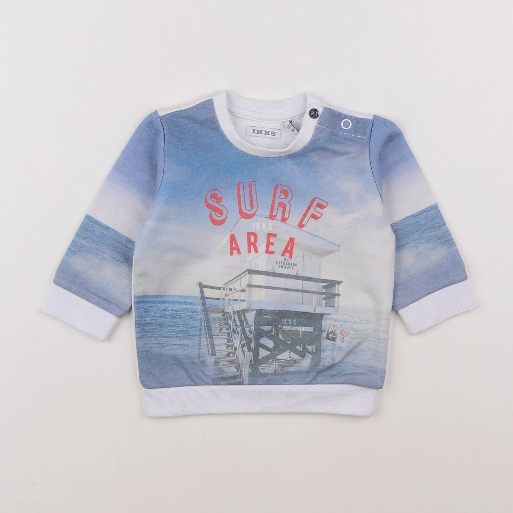 IKKS - tee-shirt bleu, blanc - 6 mois