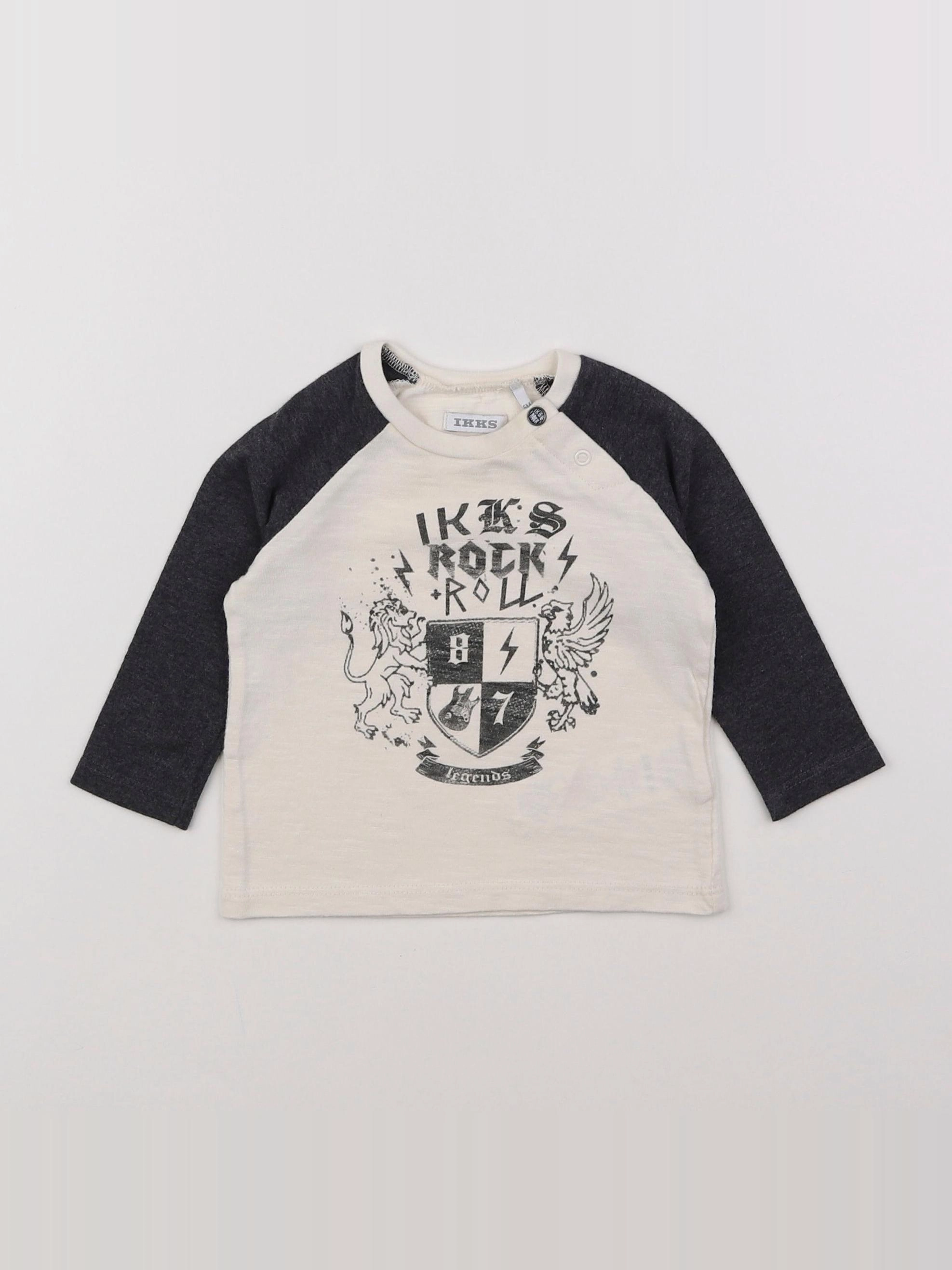 IKKS - tee-shirt beige, gris - 6 mois