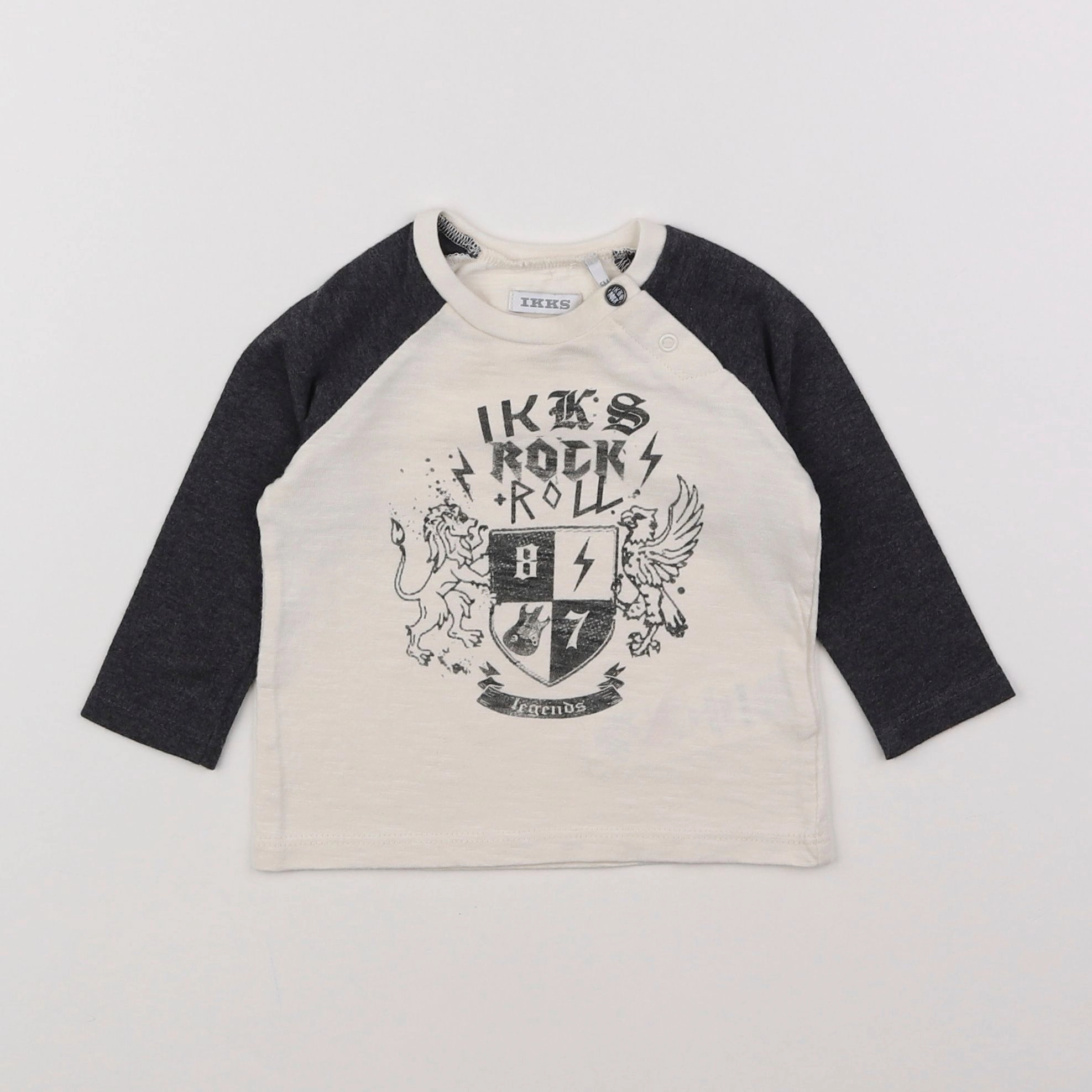 IKKS - tee-shirt beige, gris - 6 mois