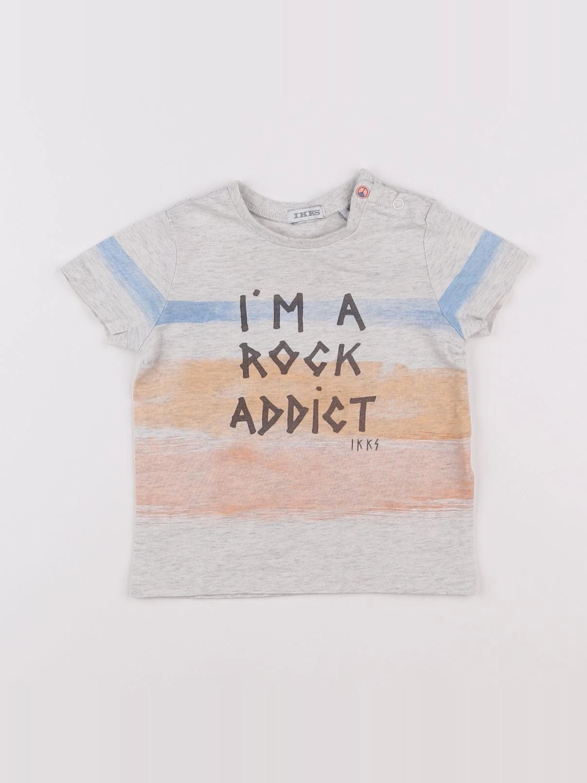 IKKS - tee-shirt gris, beige - 12 mois