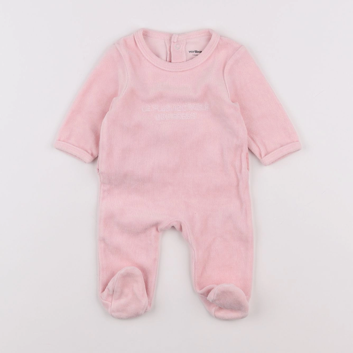 Vertbaudet - pyjama velours rose - 1 mois