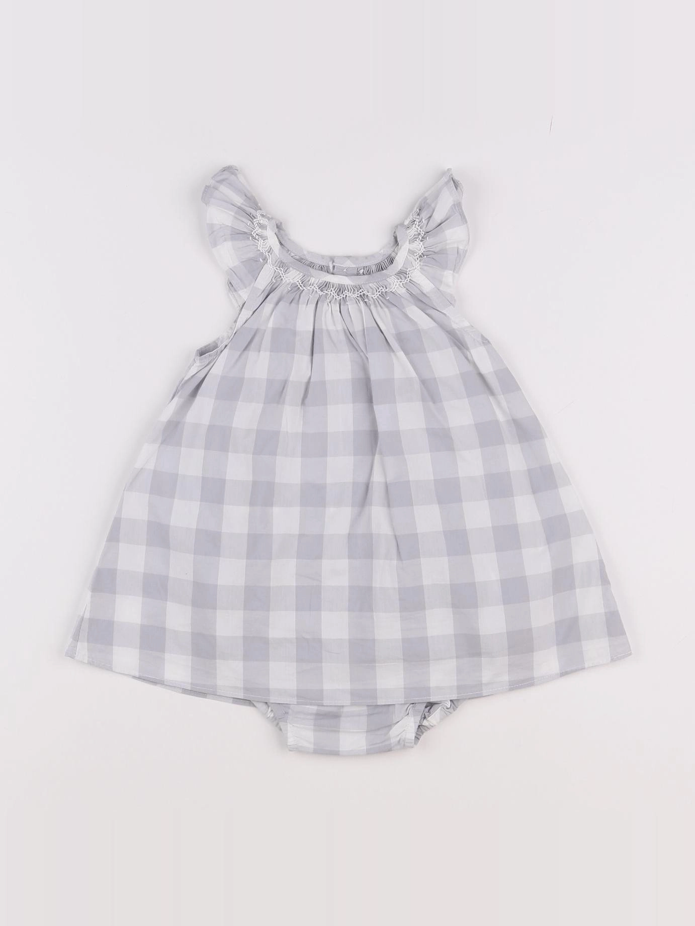 Jacadi - robe blanc, gris - 6 mois