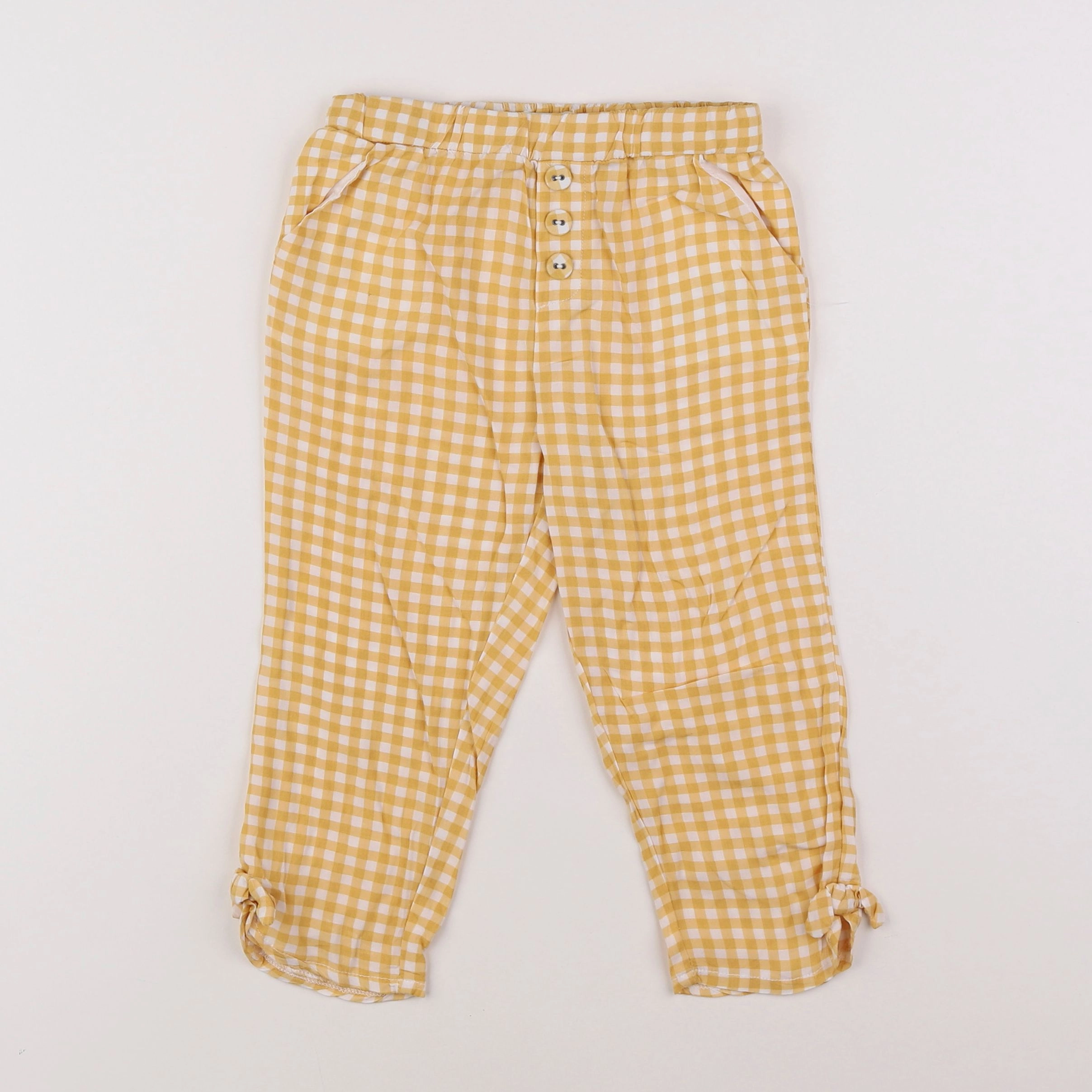 Vertbaudet - pantalon jaune, blanc - 5 ans