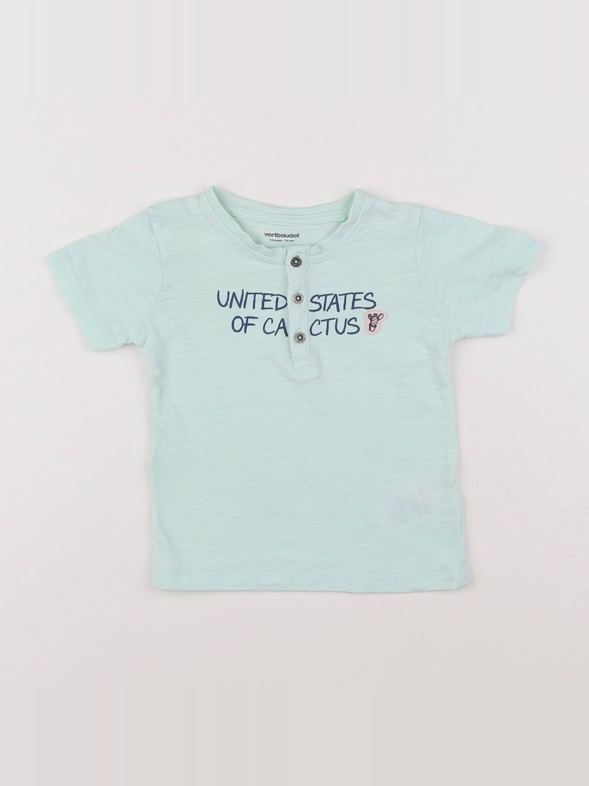 Vertbaudet - tee-shirt bleu - 12 mois