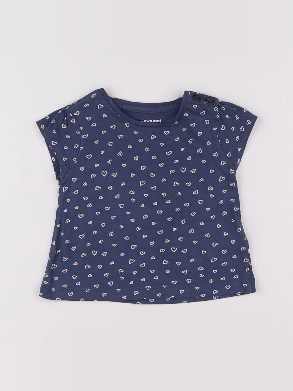 Vertbaudet - tee-shirt blanc, bleu - 3 mois