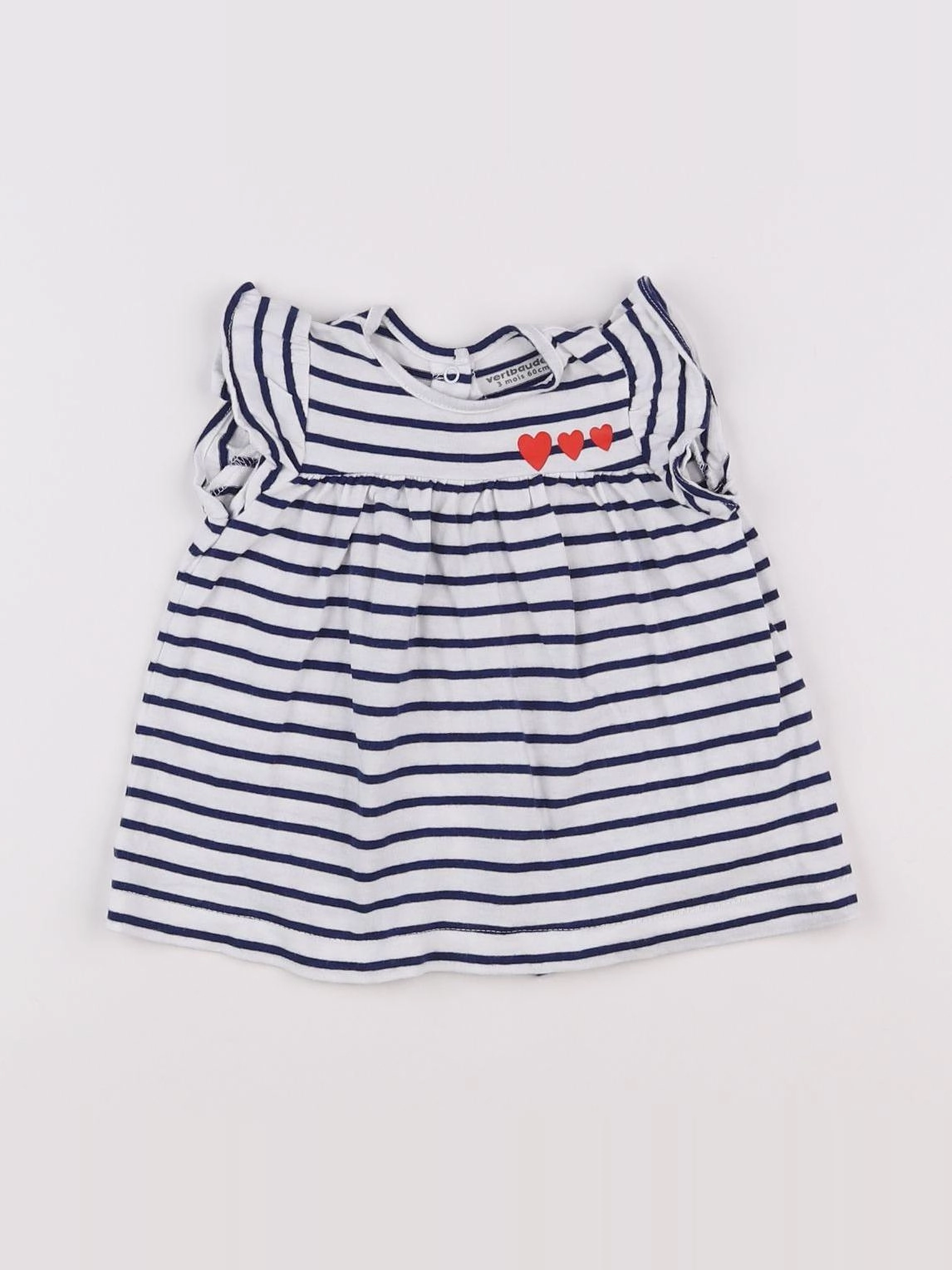 Vertbaudet - robe blanc, bleu - 3 mois