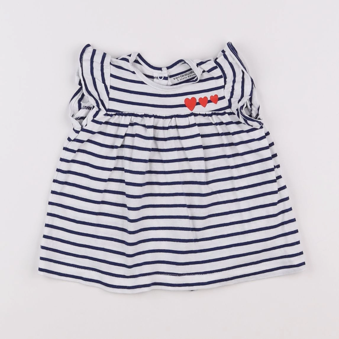 Vertbaudet - robe blanc, bleu - 3 mois