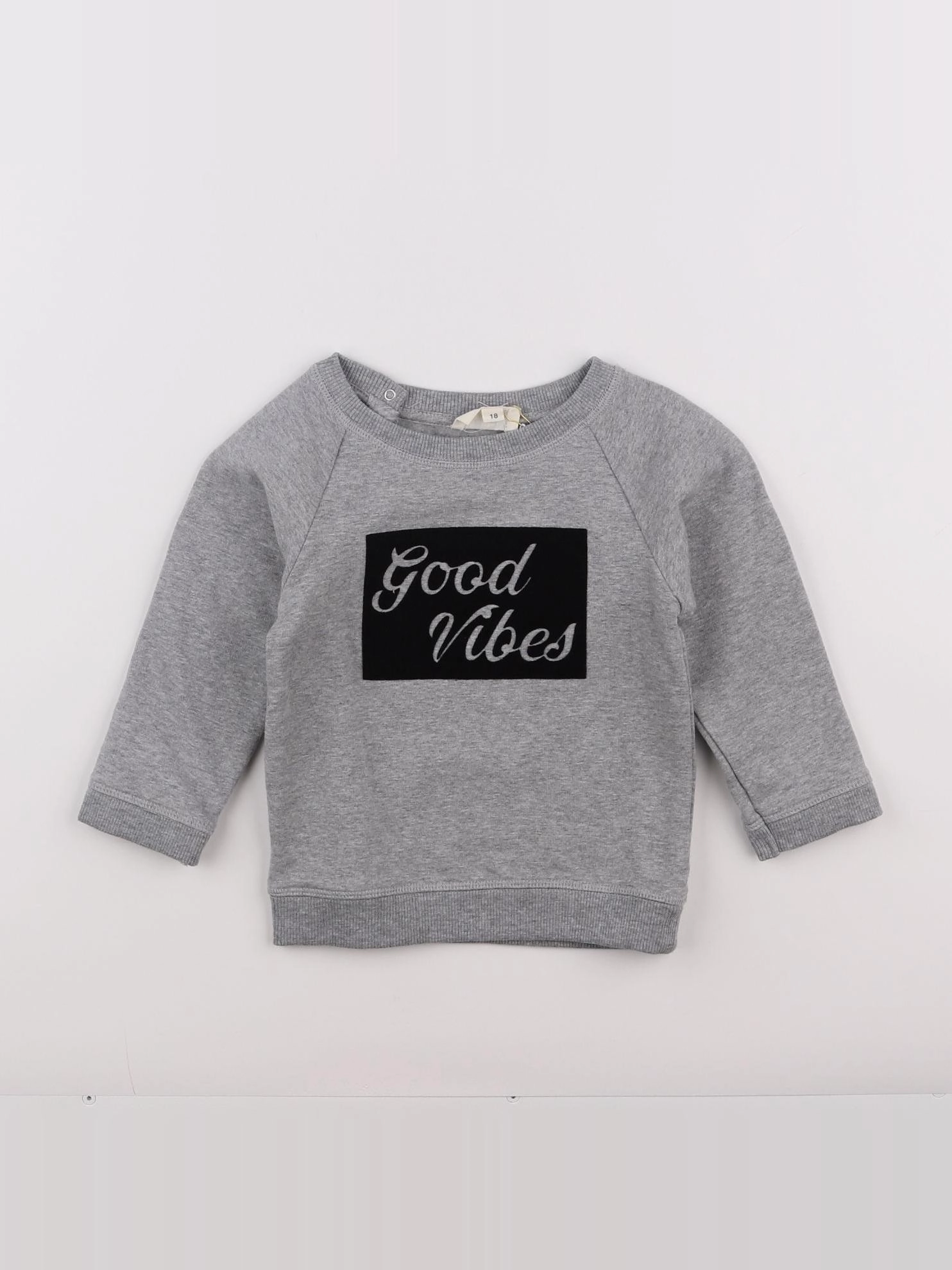 Louis Louise - sweat gris, noir (état neuf) - 18 mois