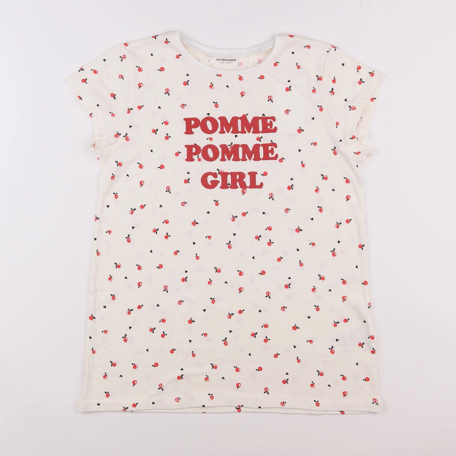 Vertbaudet - tee-shirt rouge, blanc - 12 ans